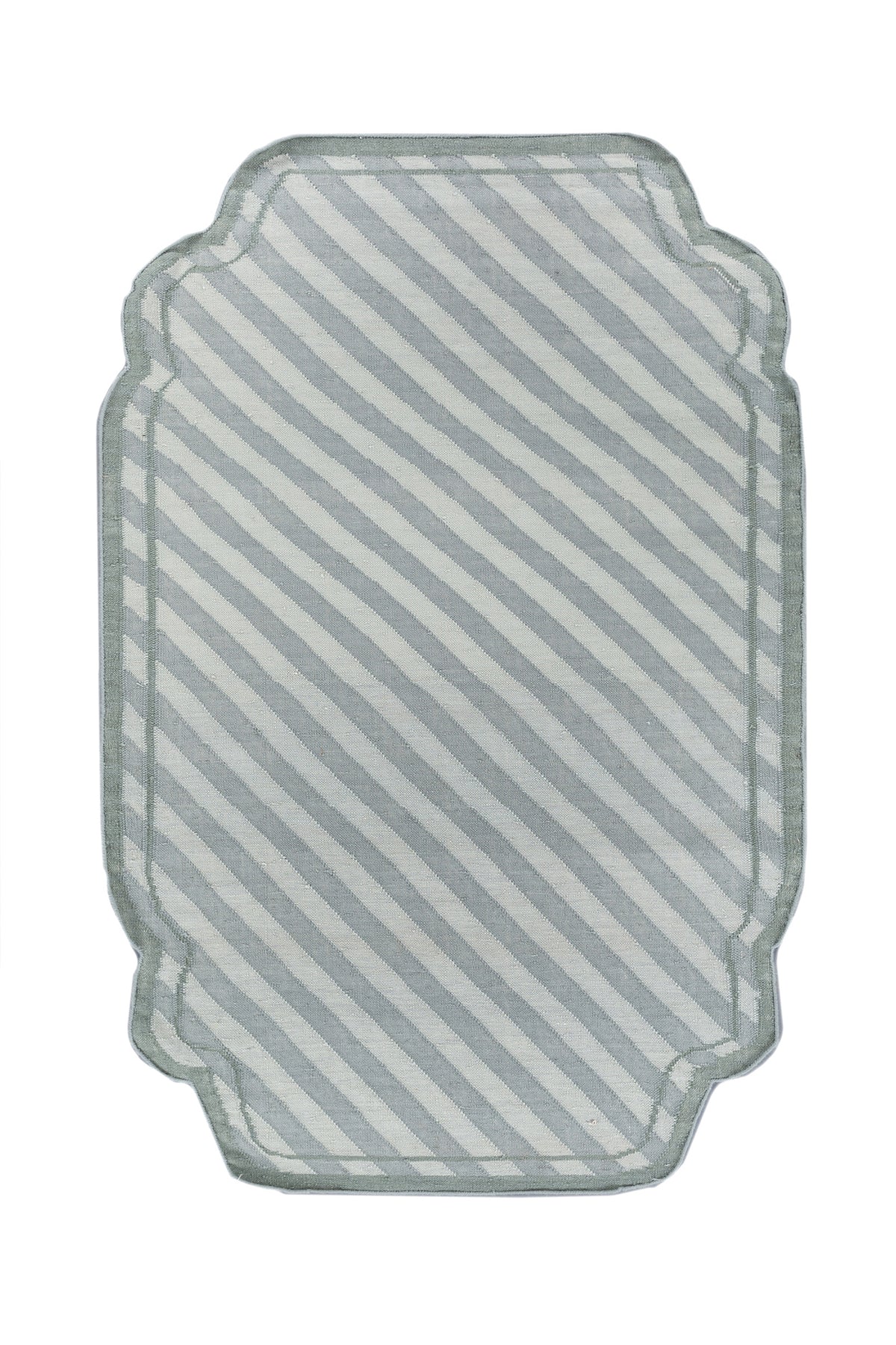 Jaipur Rugs Soft Striped 5X8 Feet Rug| Light Sea Mist & Silver Sea Moss Hand Knotted Dhurrie Carpet For Living Room