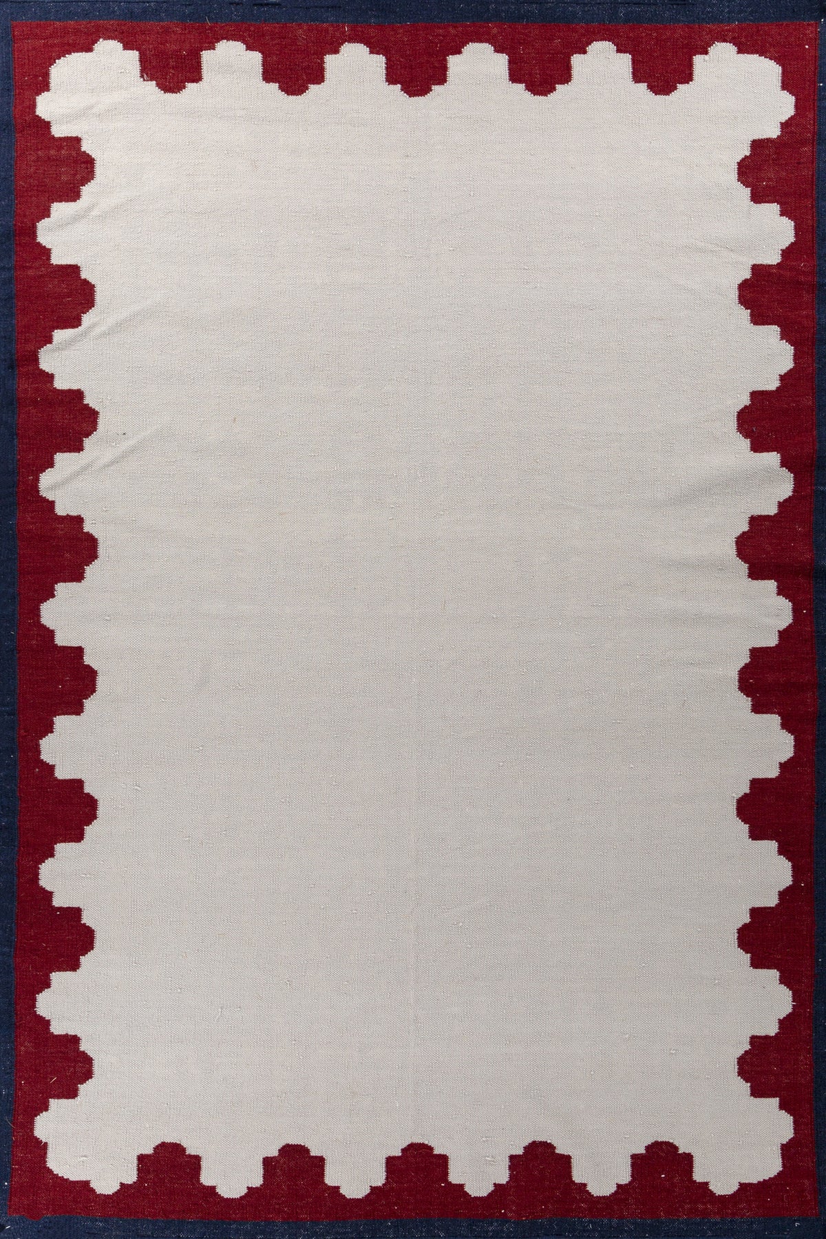 Jaipur Rugs Soft Scalloped Border 6X9 Feet Rug| Light Silver & Garnet Hand Knotted Dhurrie Carpet For Living Room