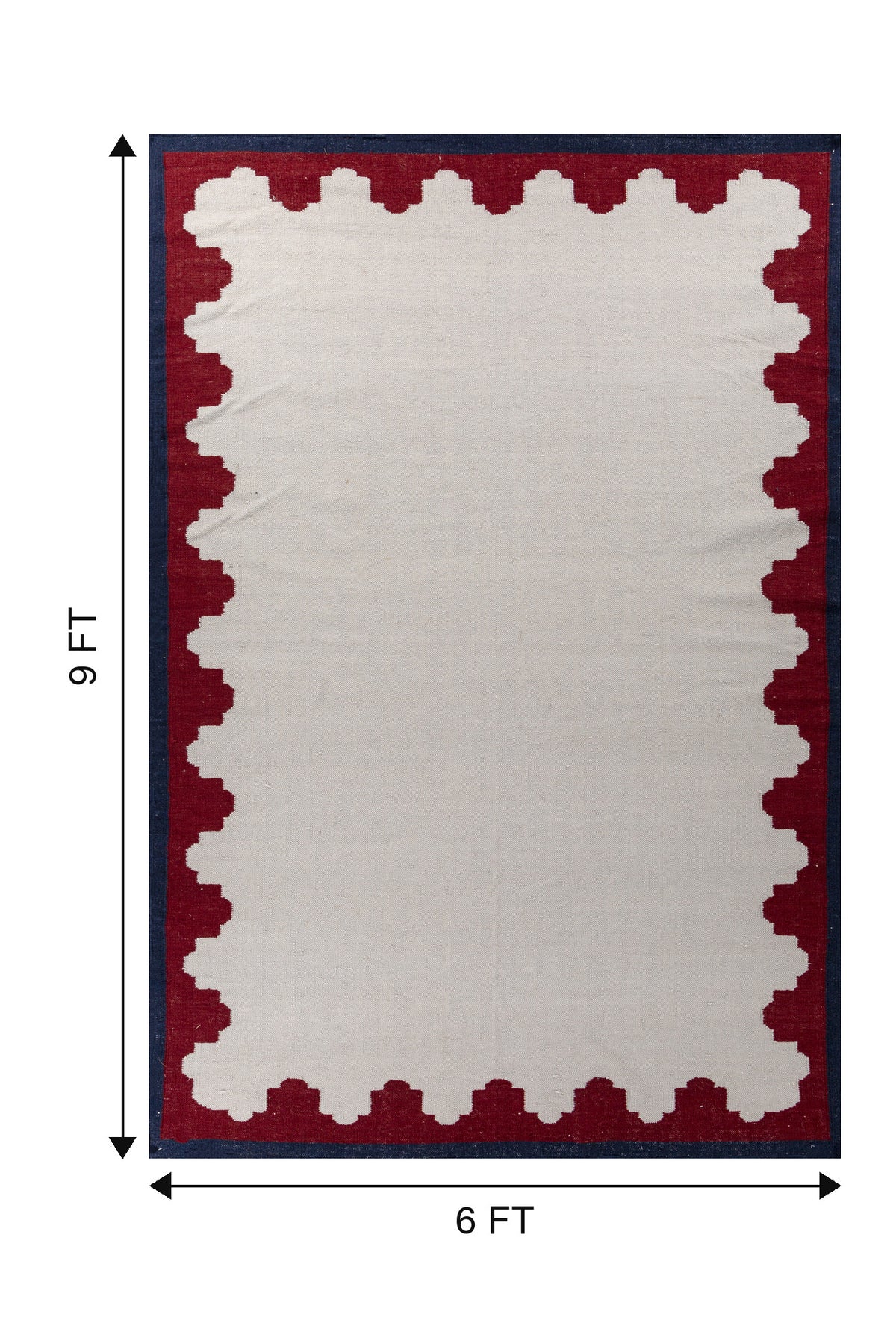 Jaipur Rugs Soft Scalloped Border 6X9 Feet Rug| Light Silver & Garnet Hand Knotted Dhurrie Carpet For Living Room