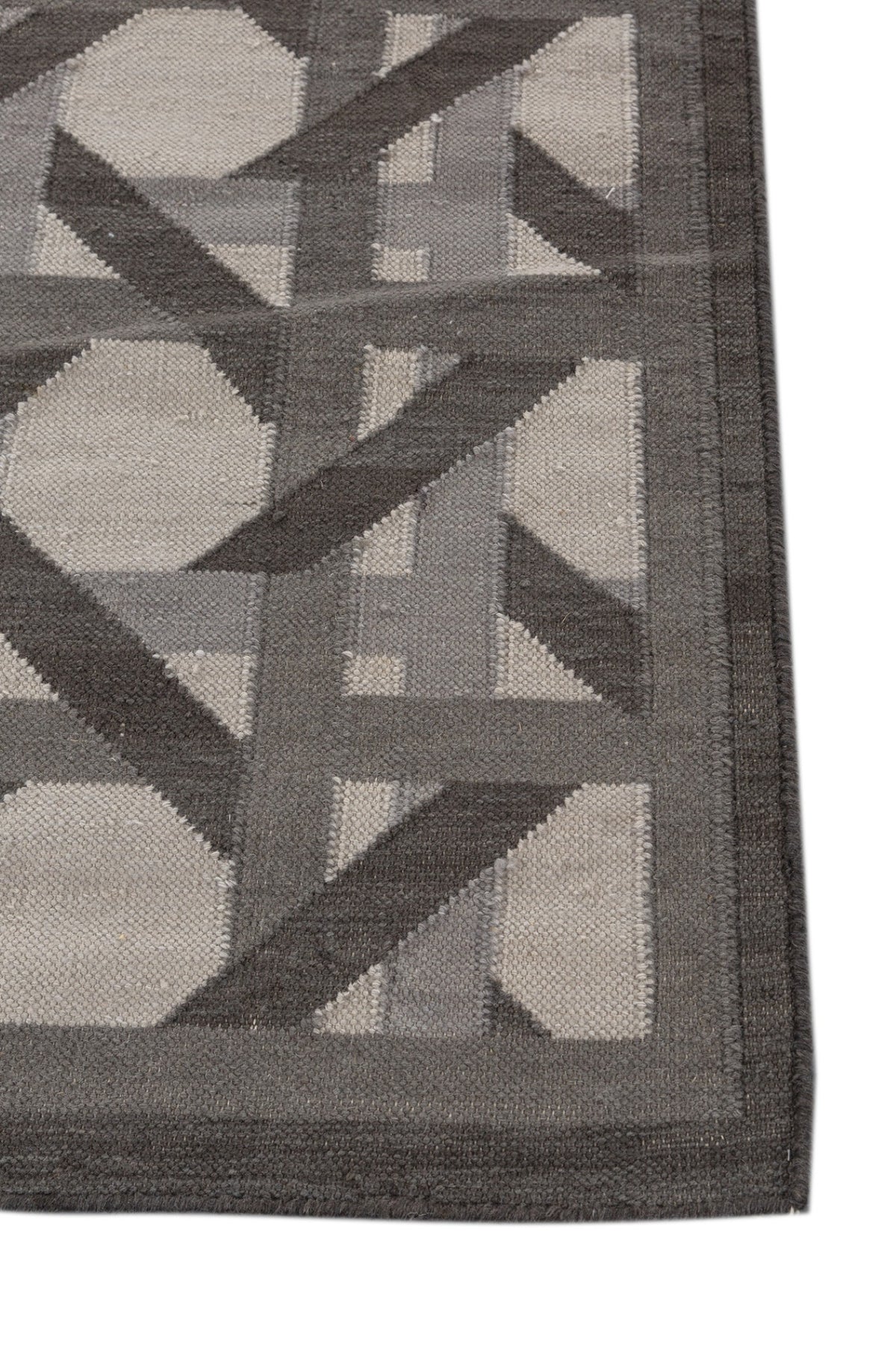 Jaipur Rugs Soft Trellis 6X9 Feet Rug| Charcoal Slate & Light Silver Hand Knotted Dhurrie Carpet For Living Room