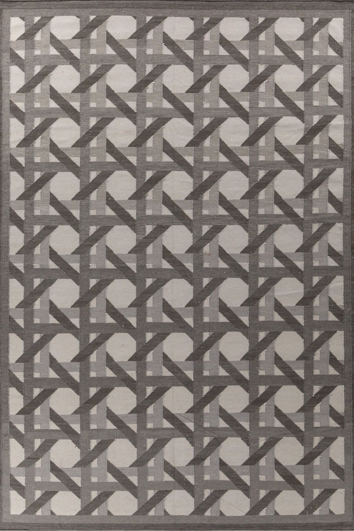 Jaipur Rugs Soft Trellis 6X9 Feet Rug| Charcoal Slate & Light Silver Hand Knotted Dhurrie Carpet For Living Room