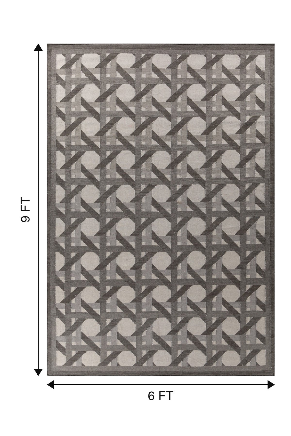 Jaipur Rugs Soft Trellis 6X9 Feet Rug| Charcoal Slate & Light Silver Hand Knotted Dhurrie Carpet For Living Room