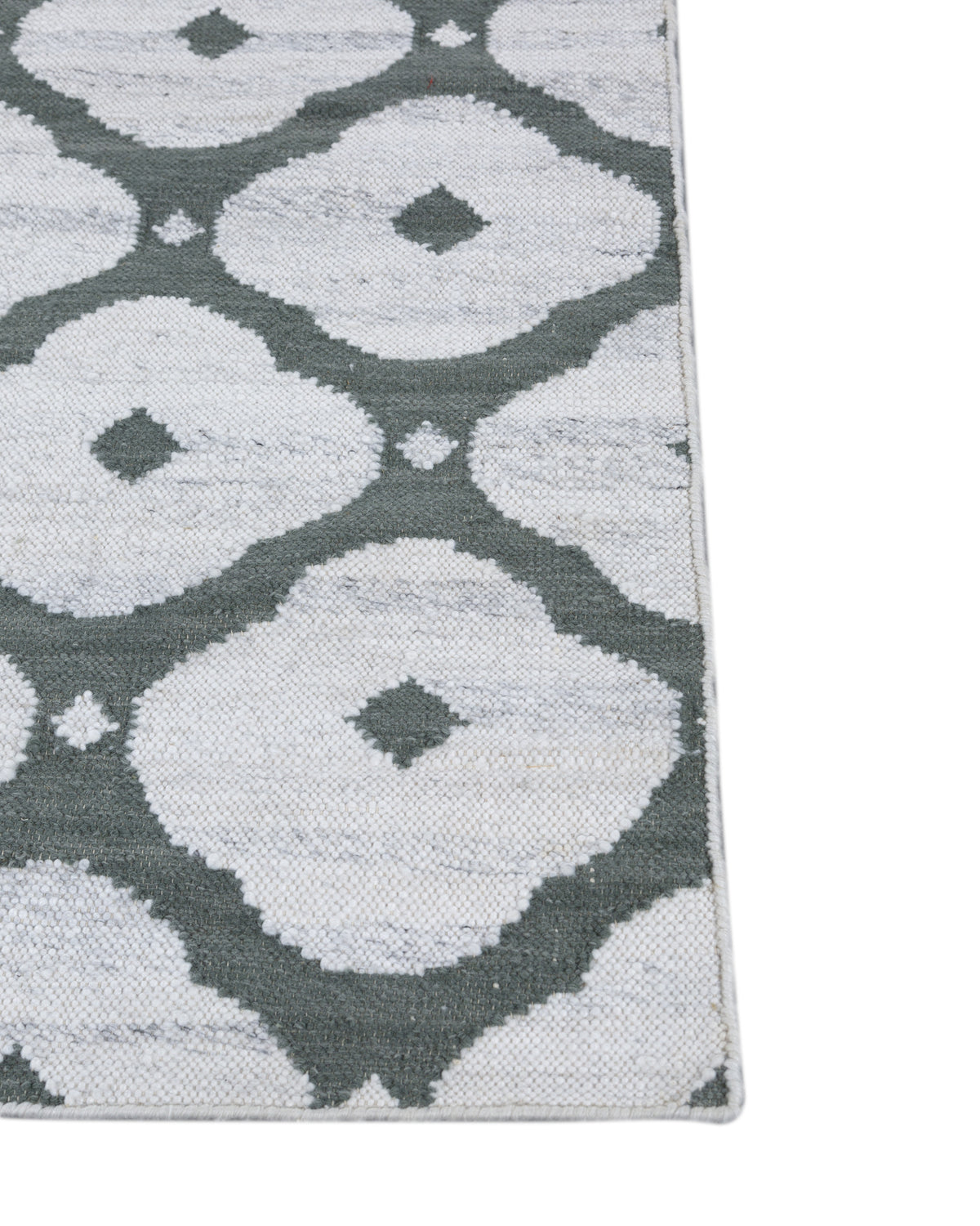 Jaipur Rugs Soft Quatrefoil 5X8 Feet Rug| Undyed White & Mineral Hand Knotted Dhurrie Carpet For Living Room
