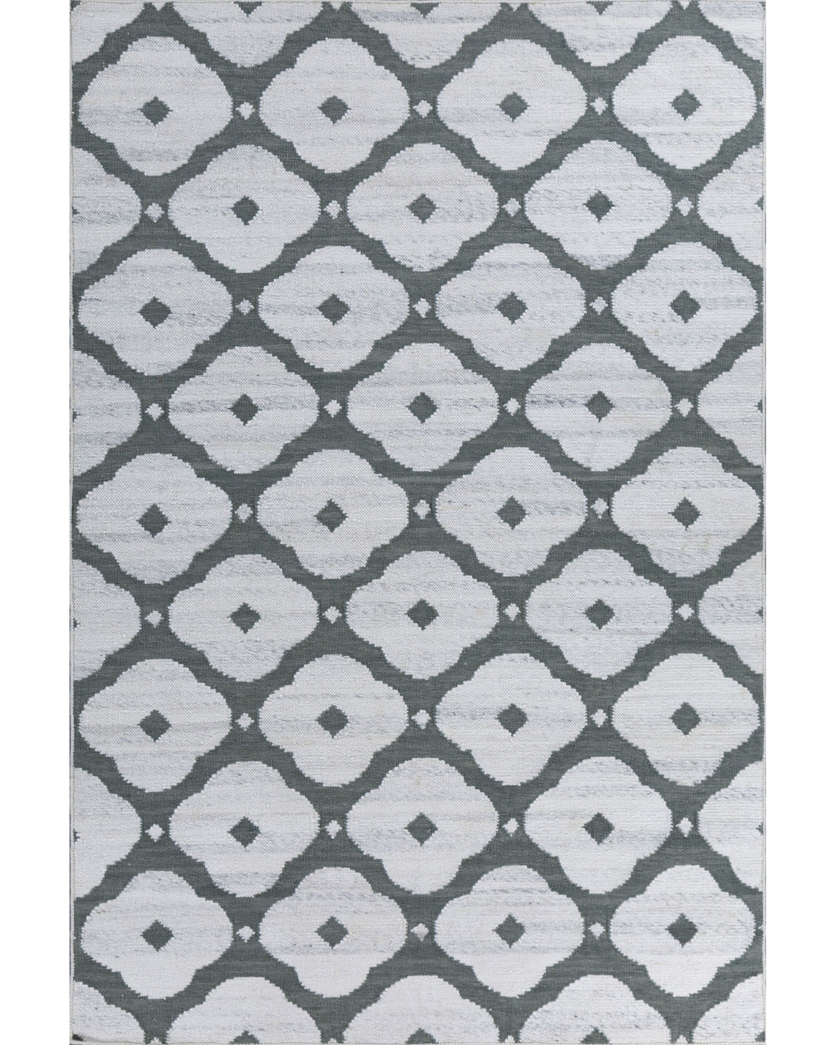Jaipur Rugs Soft Quatrefoil 5X8 Feet Rug| Undyed White & Mineral Hand Knotted Dhurrie Carpet For Living Room
