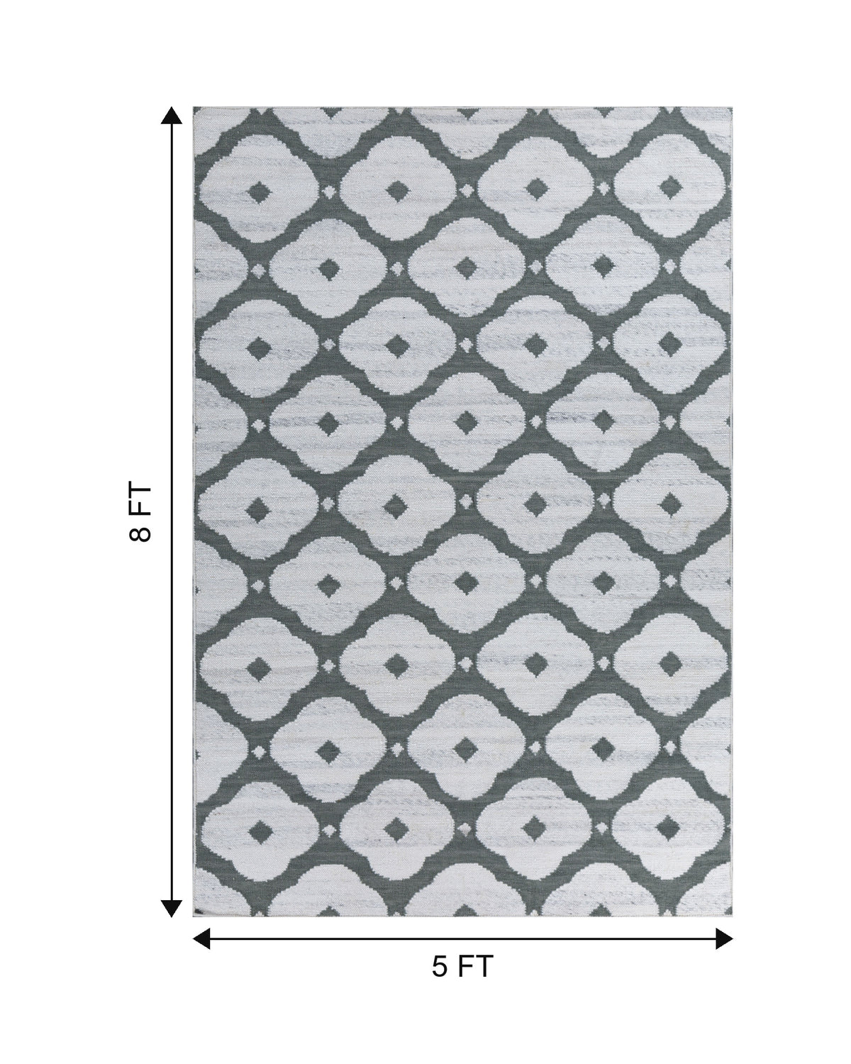 Jaipur Rugs Soft Quatrefoil 5X8 Feet Rug| Undyed White & Mineral Hand Knotted Dhurrie Carpet For Living Room