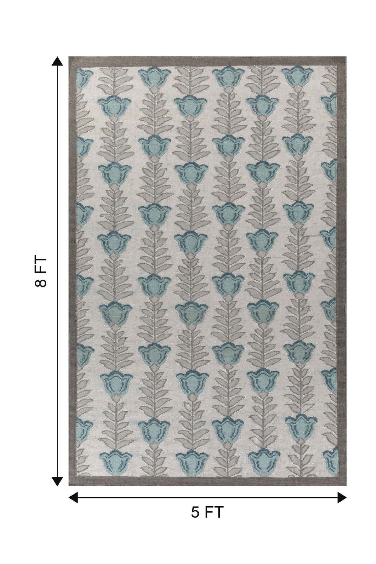 Jaipur Rugs Soft Ethnic Floral 5X8 Feet Rug| Light Silver & Classic Gray Hand Knotted Dhurrie Carpet For Living Room