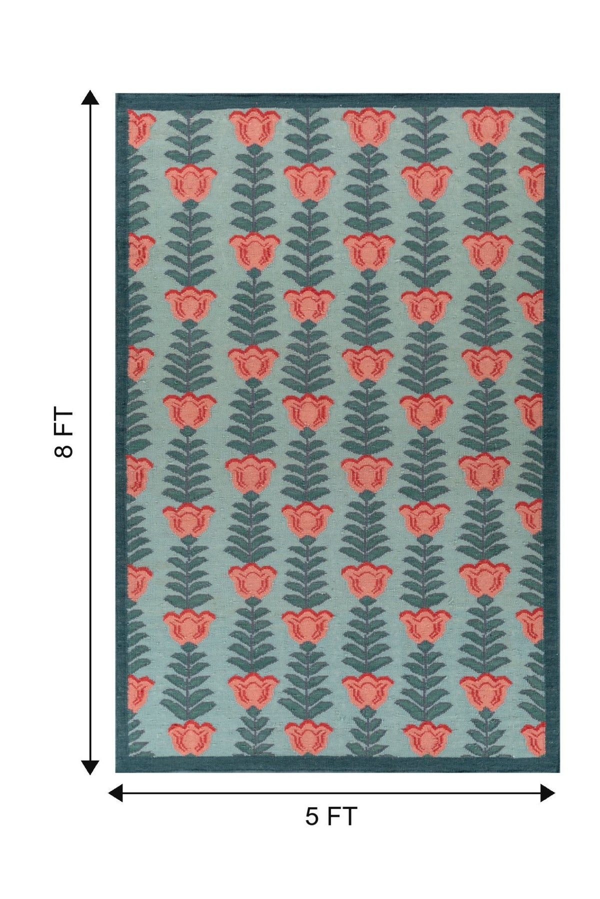 Jaipur Rugs Soft Ethnic Floral 5X8 Feet Rug| Lichen & Capri Hand Knotted Dhurrie Carpet For Living Room