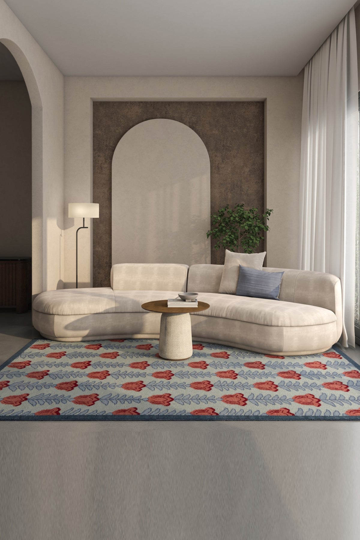 Jaipur Rugs Soft Ethnic Floral 5X8 Feet Rug| Silver Sea Moss & Milky Blue Hand Knotted Dhurrie Carpet For Living Room