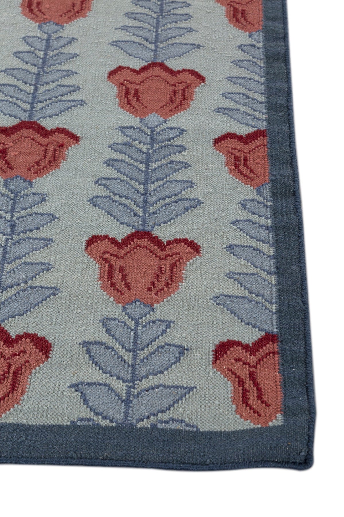 Jaipur Rugs Soft Ethnic Floral 5X8 Feet Rug| Silver Sea Moss & Milky Blue Hand Knotted Dhurrie Carpet For Living Room