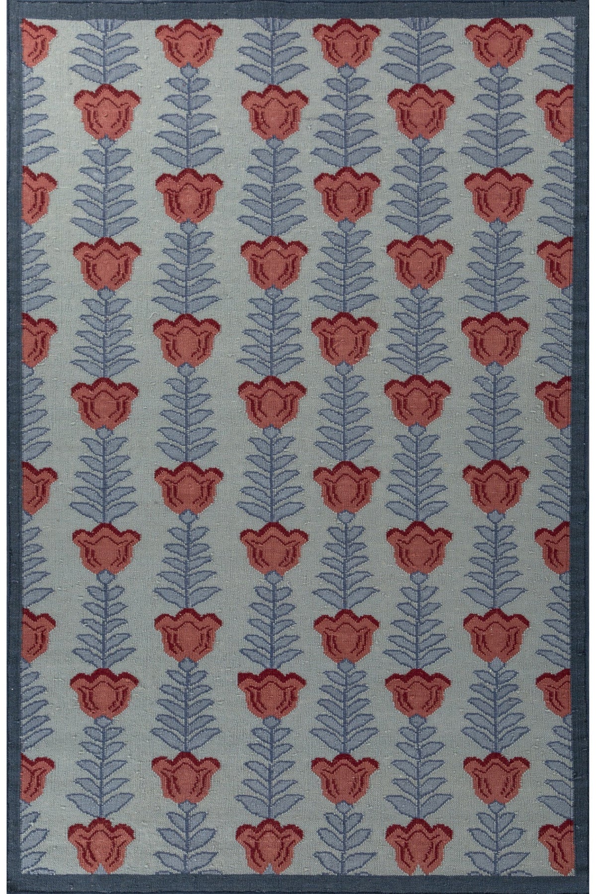 Jaipur Rugs Soft Ethnic Floral 5X8 Feet Rug| Silver Sea Moss & Milky Blue Hand Knotted Dhurrie Carpet For Living Room