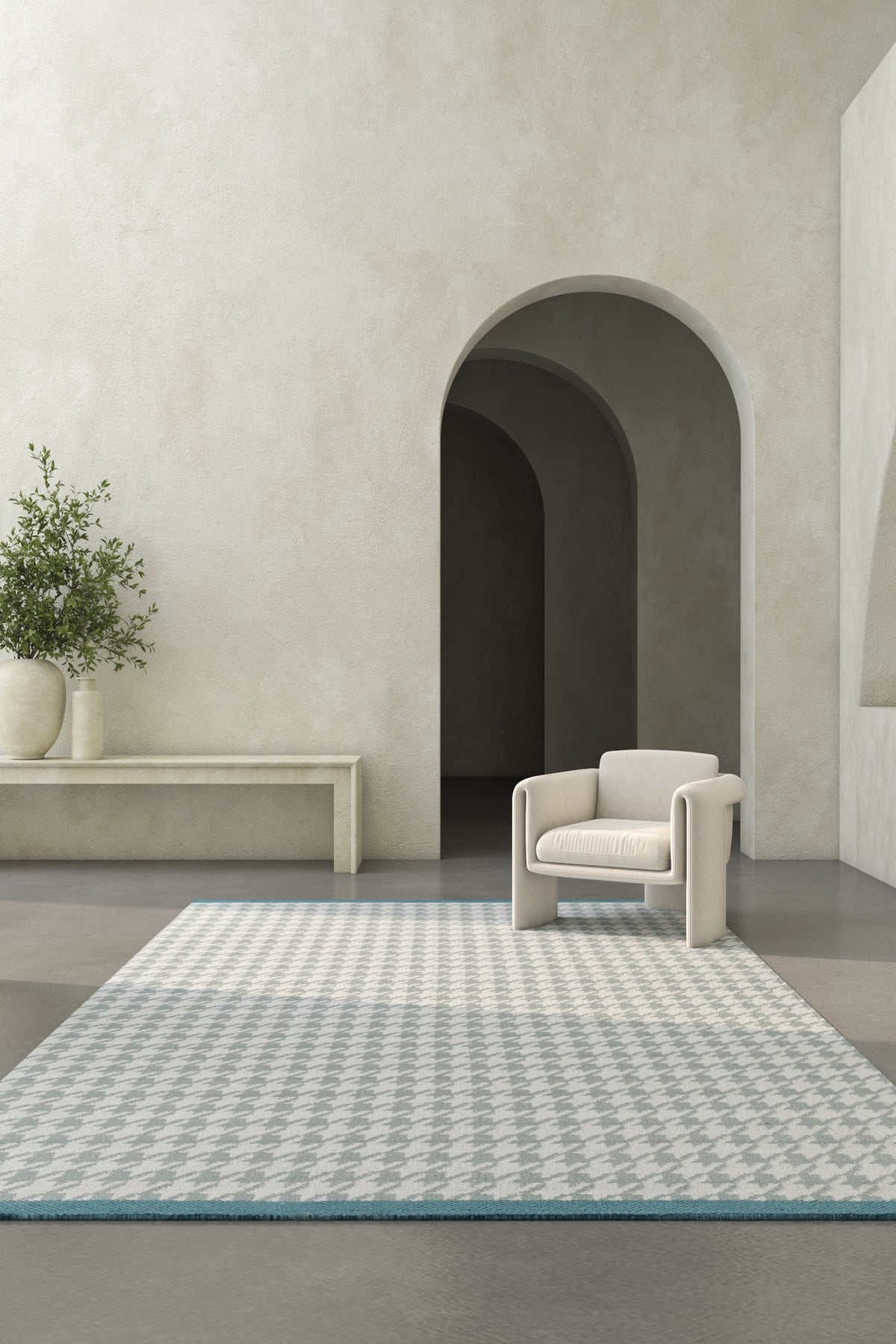 Jaipur Rugs Soft Houndstooth 6X9 Feet Rug| Silver Sea Moss & Undyed White Hand Knotted Dhurrie Carpet For Living Room