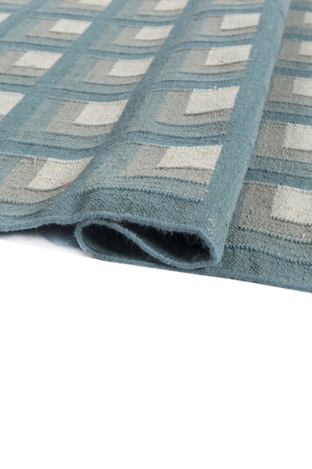 Jaipur Rugs Soft Checkered 4X6 Feet Rug| Capri & Aruba Blue Hand Knotted Dhurrie Carpet For Living Room