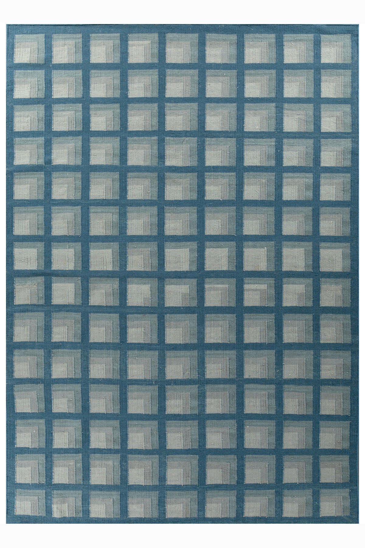 Jaipur Rugs Soft Checkered 5X8 Feet Rug| Capri & Aruba Blue Hand Knotted Dhurrie Carpet For Living Room