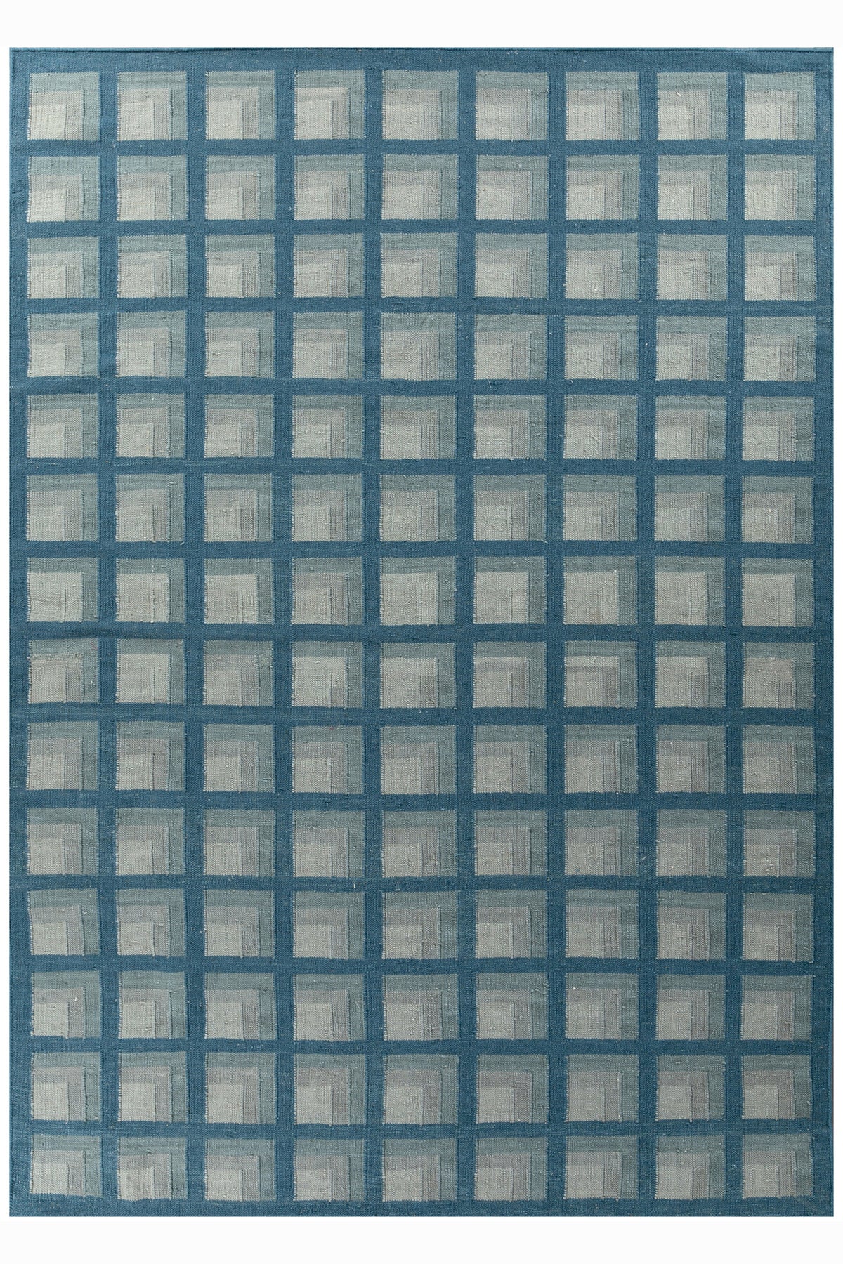 Jaipur Rugs Soft Checkered 6X9 Feet Rug| Capri & Aruba Blue Hand Knotted Dhurrie Carpet For Living Room