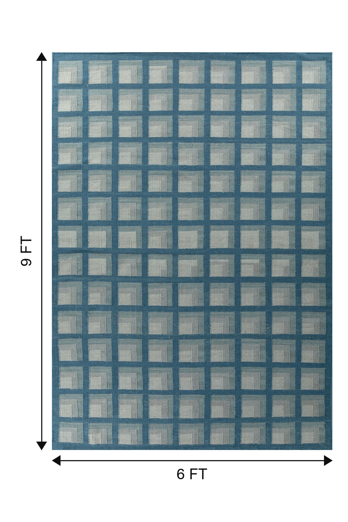 Jaipur Rugs Soft Checkered 6X9 Feet Rug| Capri & Aruba Blue Hand Knotted Dhurrie Carpet For Living Room
