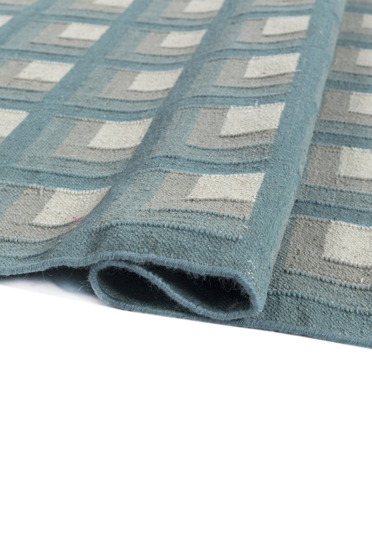Jaipur Rugs Soft Checkered 6X9 Feet Rug| Capri & Aruba Blue Hand Knotted Dhurrie Carpet For Living Room
