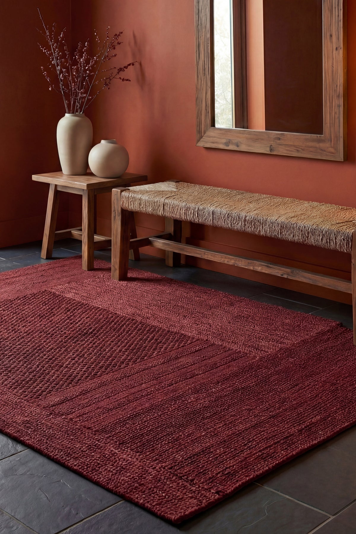 Jaipur Rugs Soft Abstract 6X9 Feet Rug| Red Hand Knotted Dhurrie Carpet For Living Room