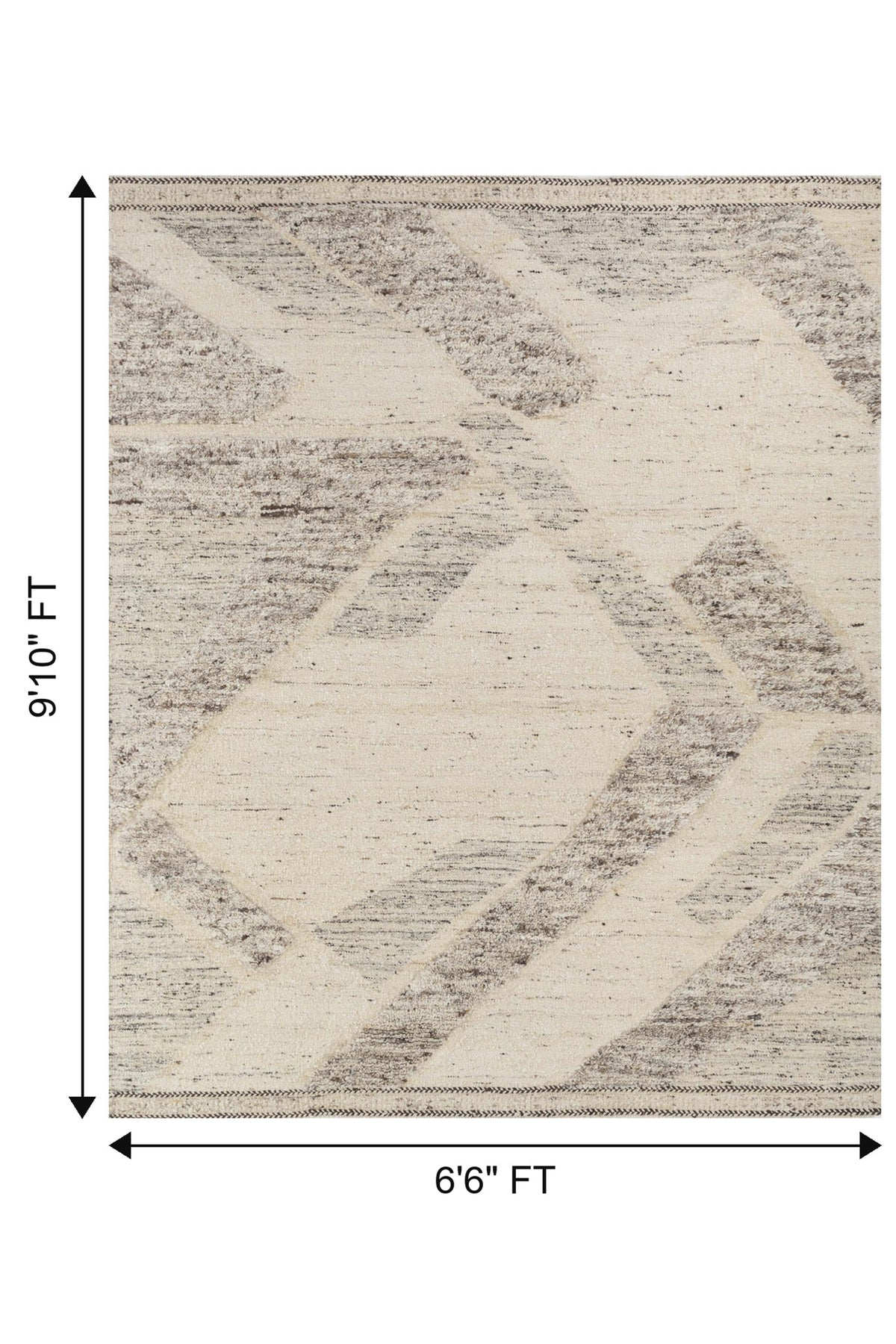 Jaipur Rugs Soft Moroccan and Tribal 6'6X9'10 Feet Rug| Natural Cream & Natural White Hand Knotted Dhurrie Carpet For Living Room