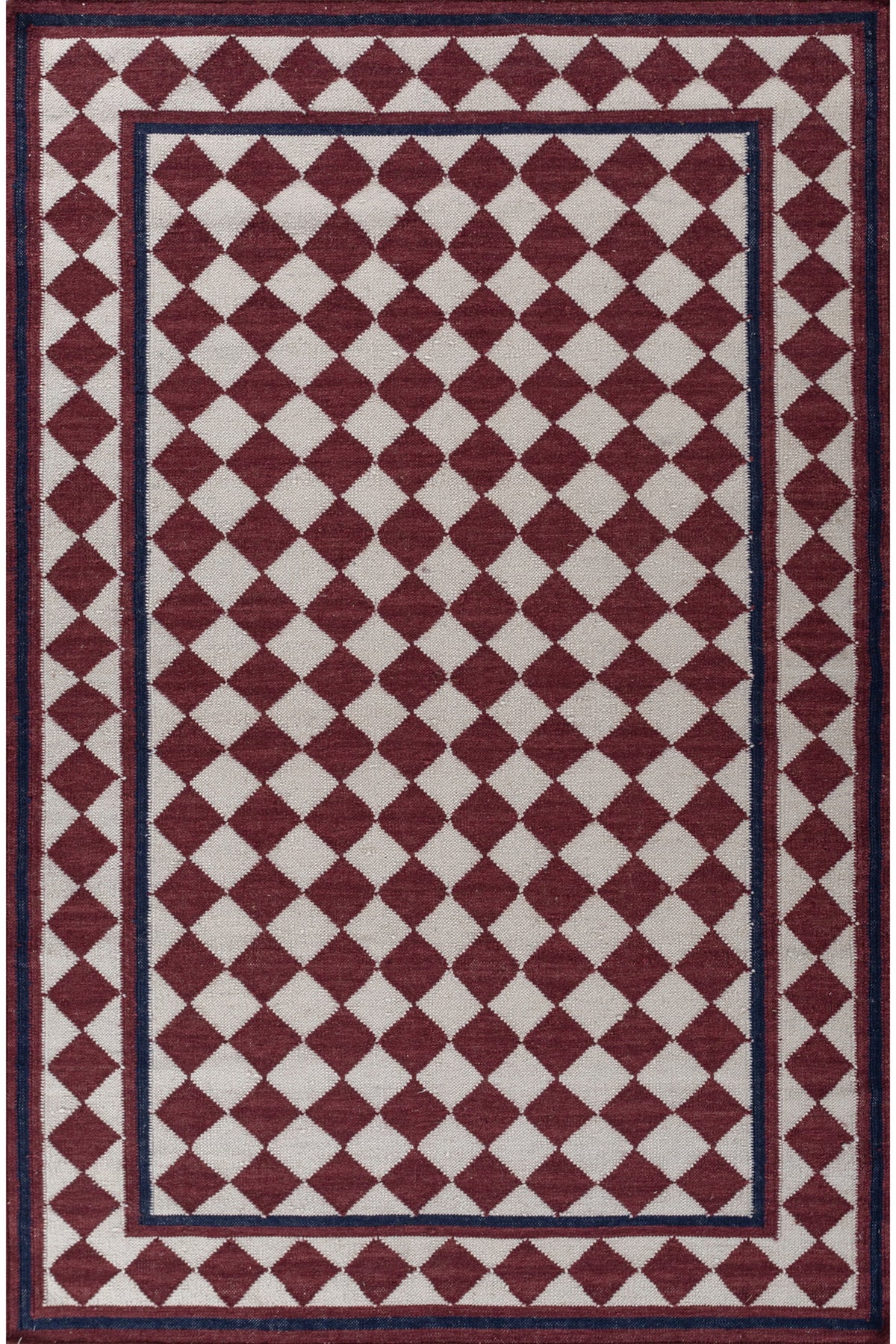 Jaipur Rugs Soft Harlequin 5X8 Feet Rug| Deep Red & White Hand Knotted Dhurrie Carpet For Living Room