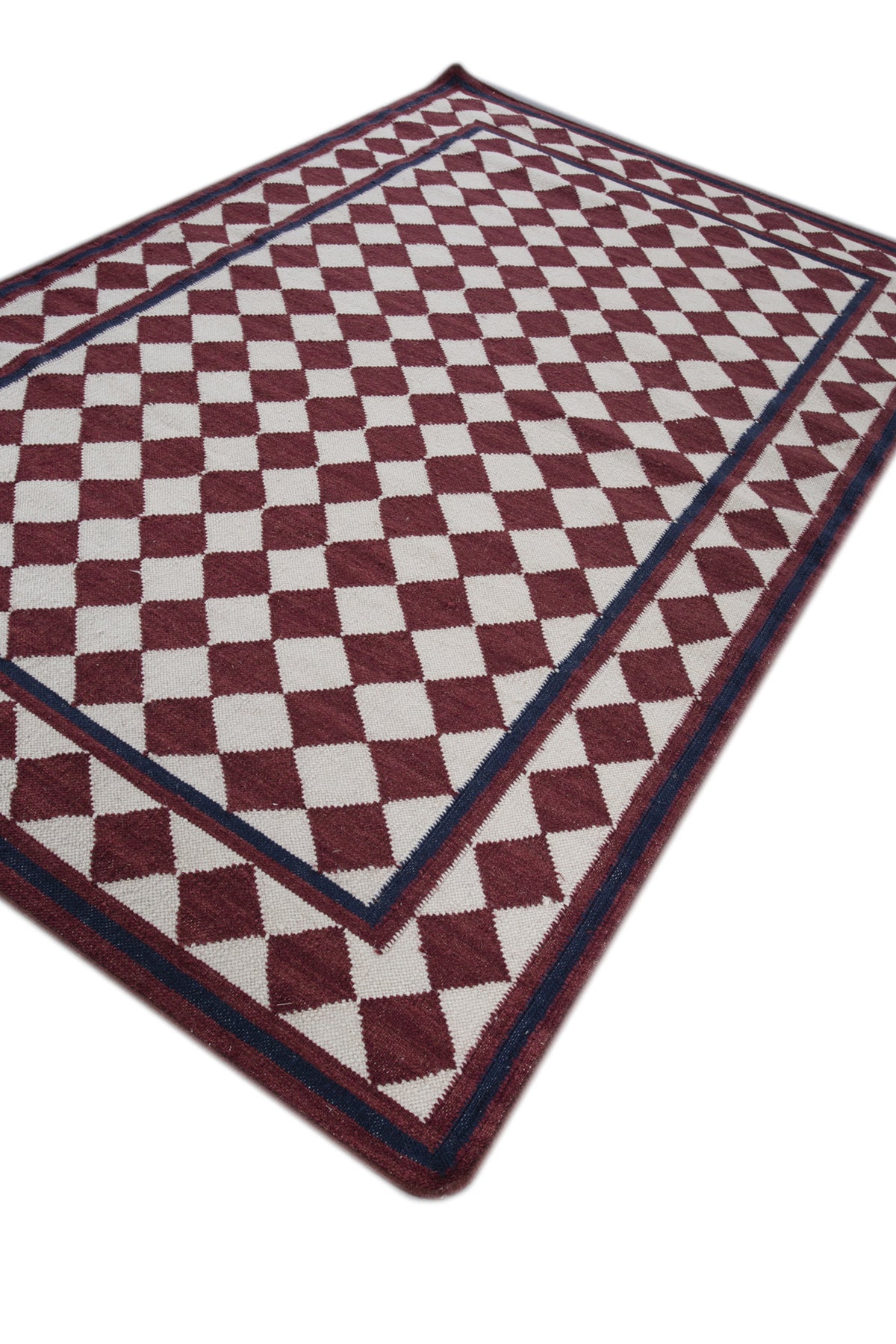 Jaipur Rugs Soft Harlequin 5X8 Feet Rug| Deep Red & White Hand Knotted Dhurrie Carpet For Living Room