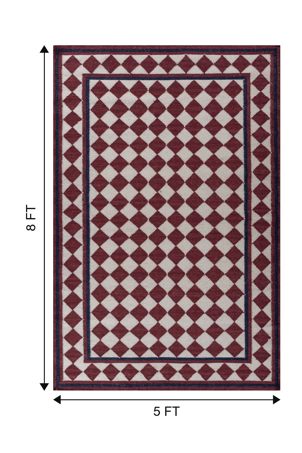 Jaipur Rugs Soft Harlequin 5X8 Feet Rug| Deep Red & White Hand Knotted Dhurrie Carpet For Living Room