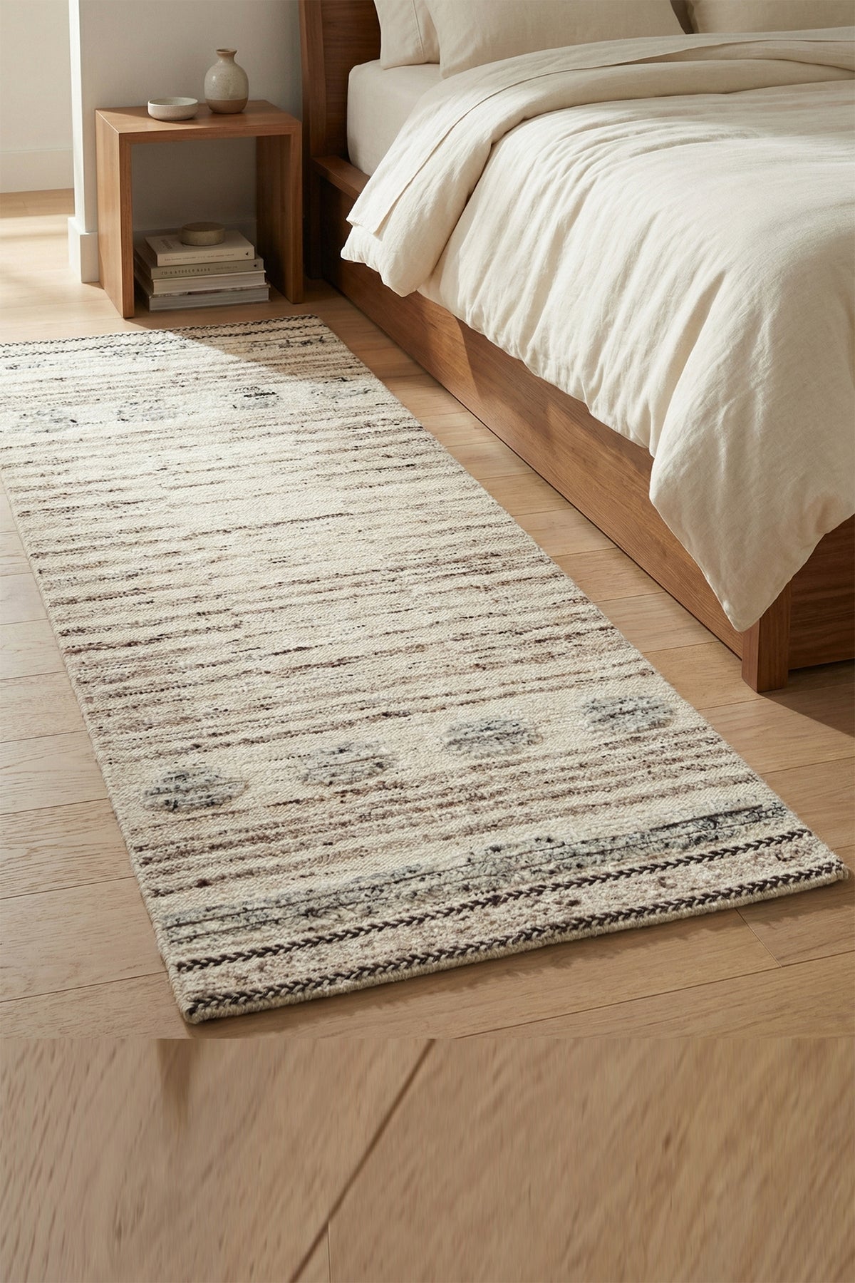 Jaipur Rugs Soft Moroccan and Tribal 3'4X9 Feet Rug| Natural Cream & Natural Mink Hand Knotted Dhurrie Carpet For Living Room