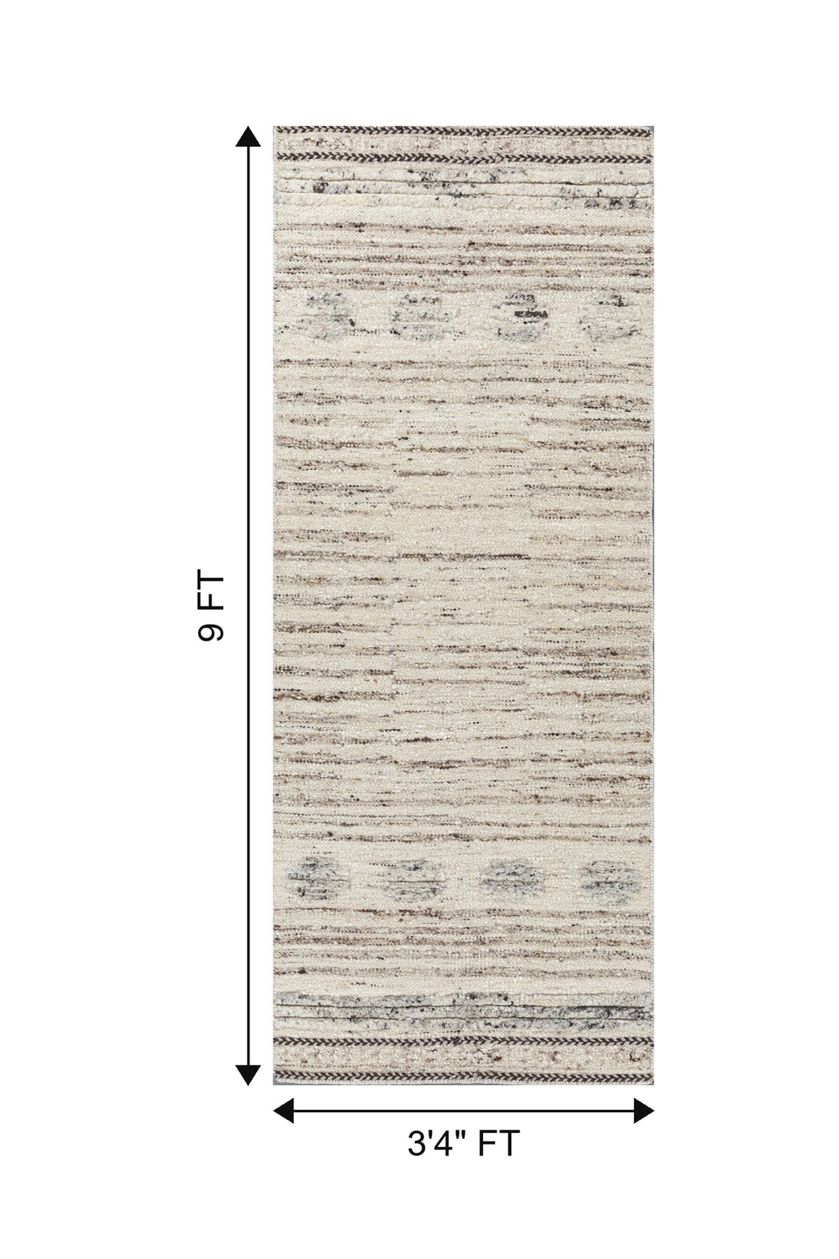 Jaipur Rugs Soft Moroccan and Tribal 3'4X9 Feet Rug| Natural Cream & Natural Mink Hand Knotted Dhurrie Carpet For Living Room