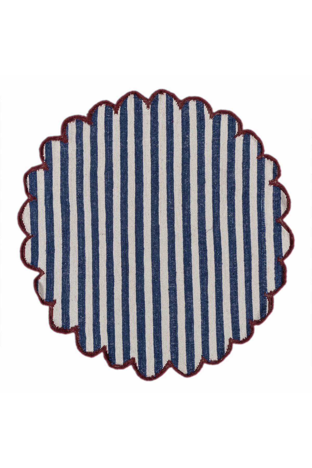 Jaipur Rugs Soft Striped 5X5 Feet Rug| White & Medium Cobalt Hand Knotted Dhurrie Carpet For Living Room