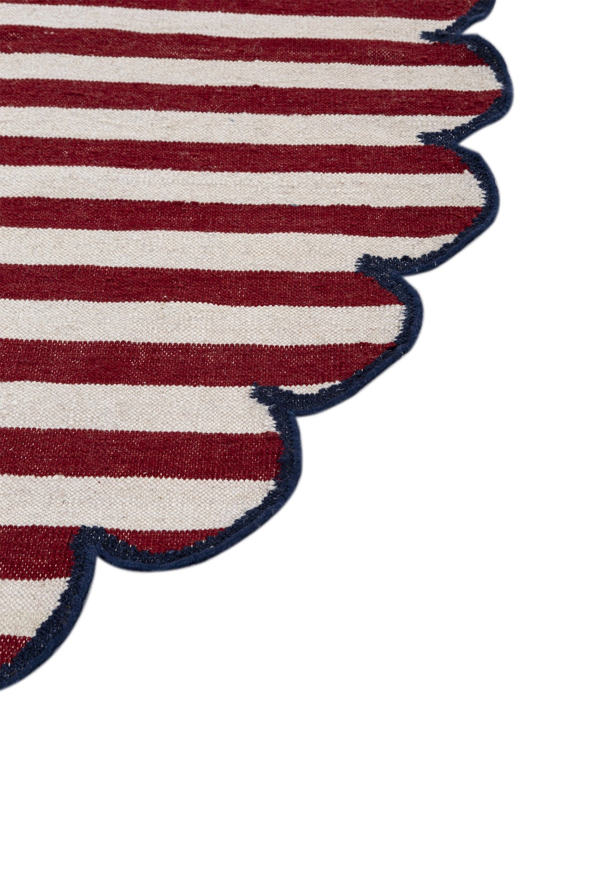 Jaipur Rugs Soft Striped 5X5 Feet Rug| White & Medium Red Hand Knotted Dhurrie Carpet For Living Room
