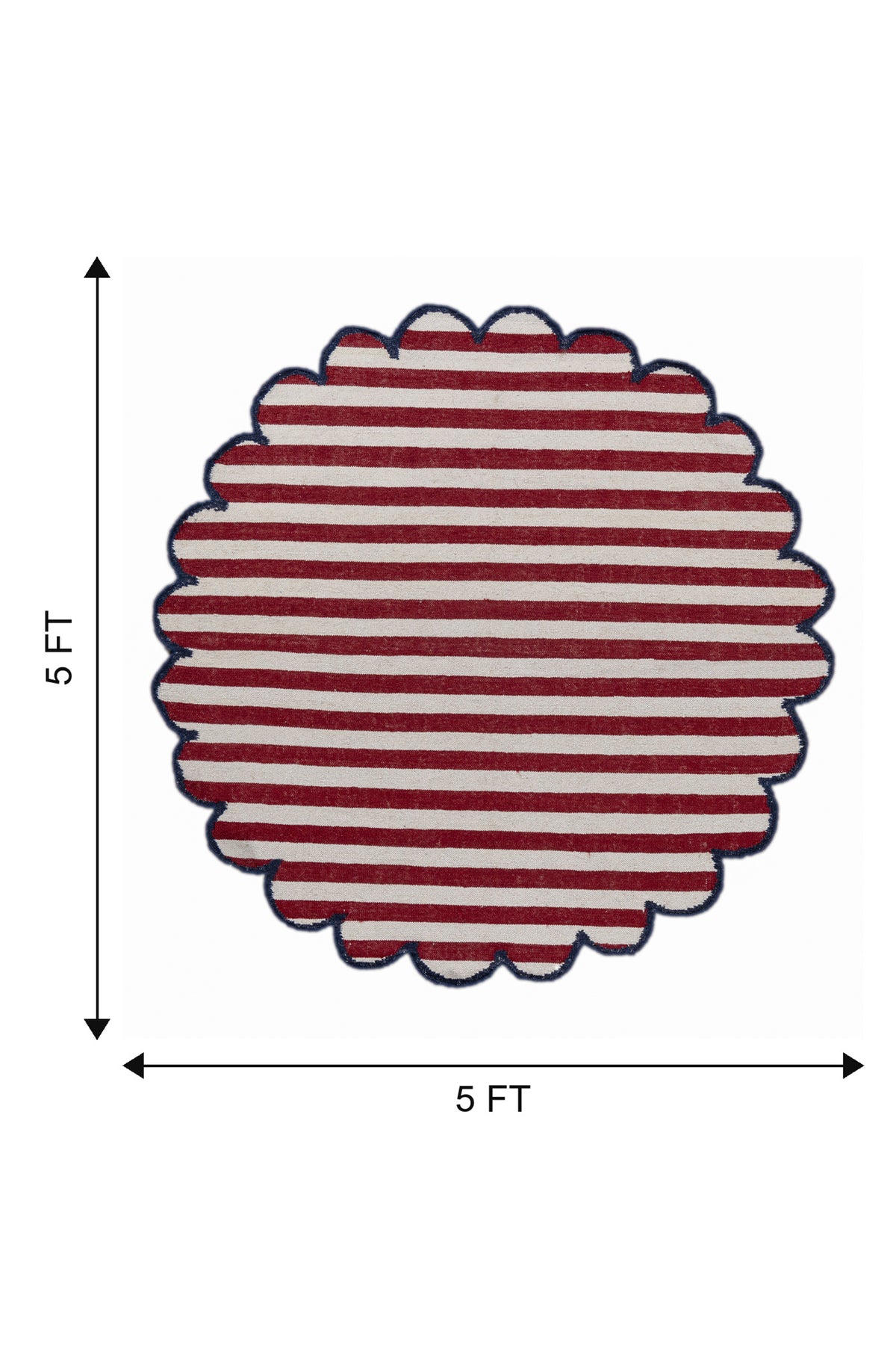 Jaipur Rugs Soft Striped 5X5 Feet Rug| White & Medium Red Hand Knotted Dhurrie Carpet For Living Room