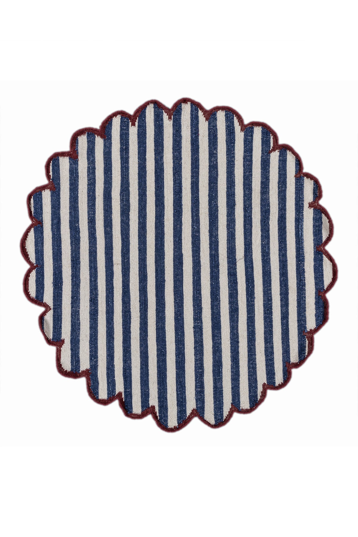 Jaipur Rugs Soft Striped 6X6 Feet Rug| White & Medium Cobalt Hand Knotted Dhurrie Carpet For Living Room