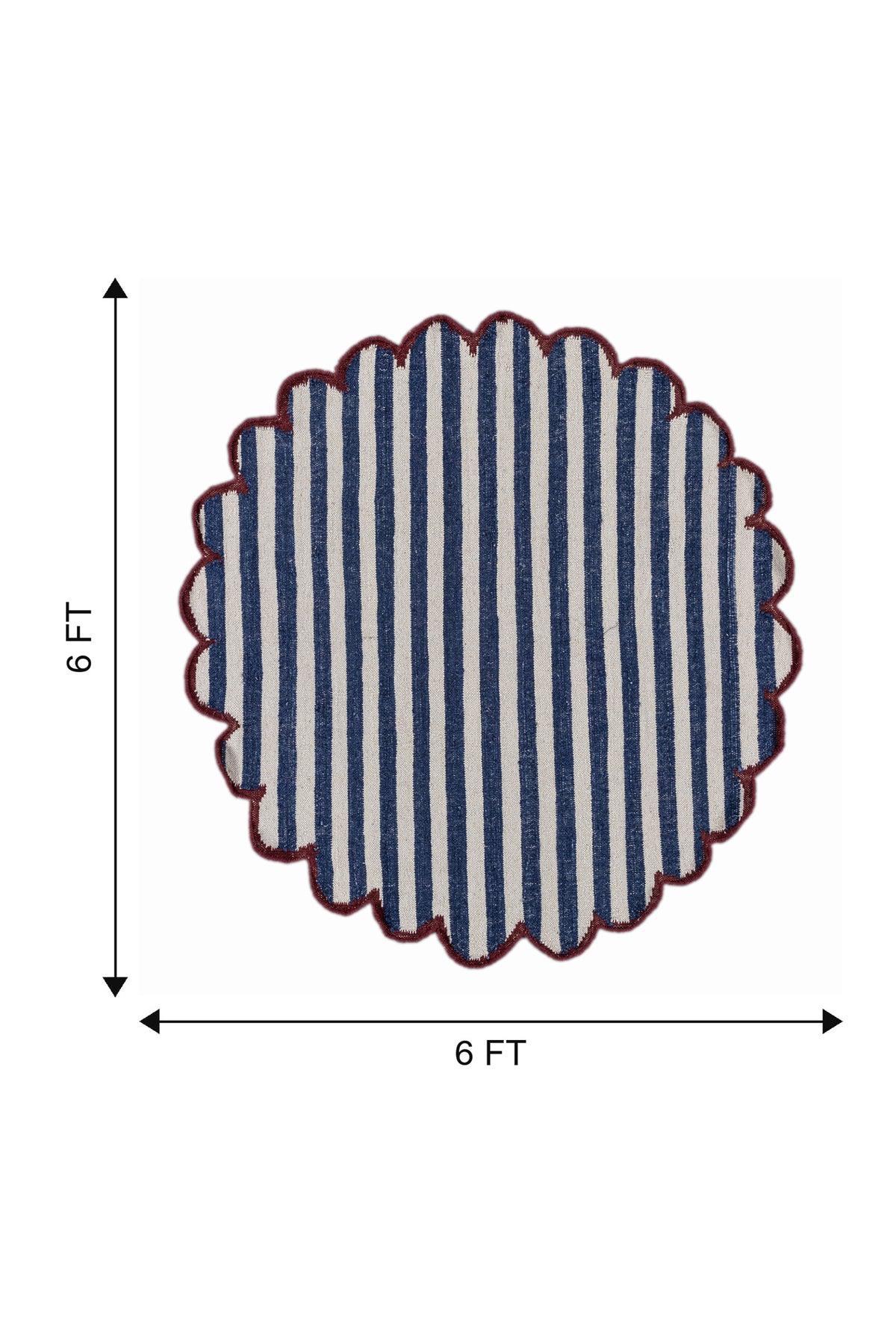 Jaipur Rugs Soft Striped 6X6 Feet Rug| White & Medium Cobalt Hand Knotted Dhurrie Carpet For Living Room
