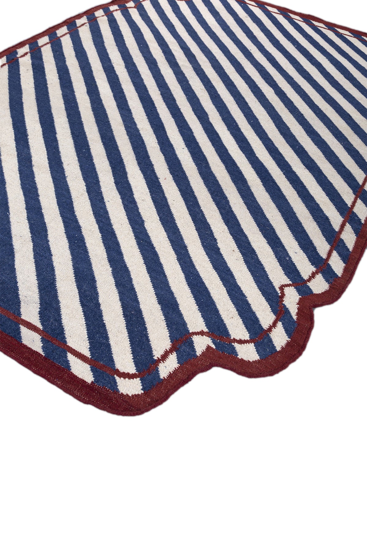 Jaipur Rugs Soft Striped 6X9 Feet Rug| Medium Cobalt & White Hand Knotted Dhurrie Carpet For Living Room