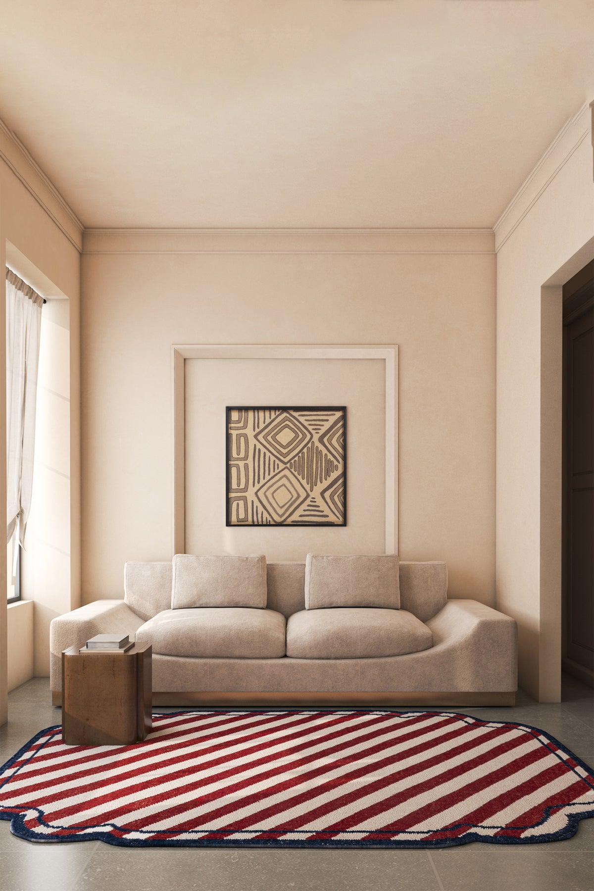 Jaipur Rugs Soft Striped 6X9 Feet Rug| Medium Red & White Hand Knotted Dhurrie Carpet For Living Room