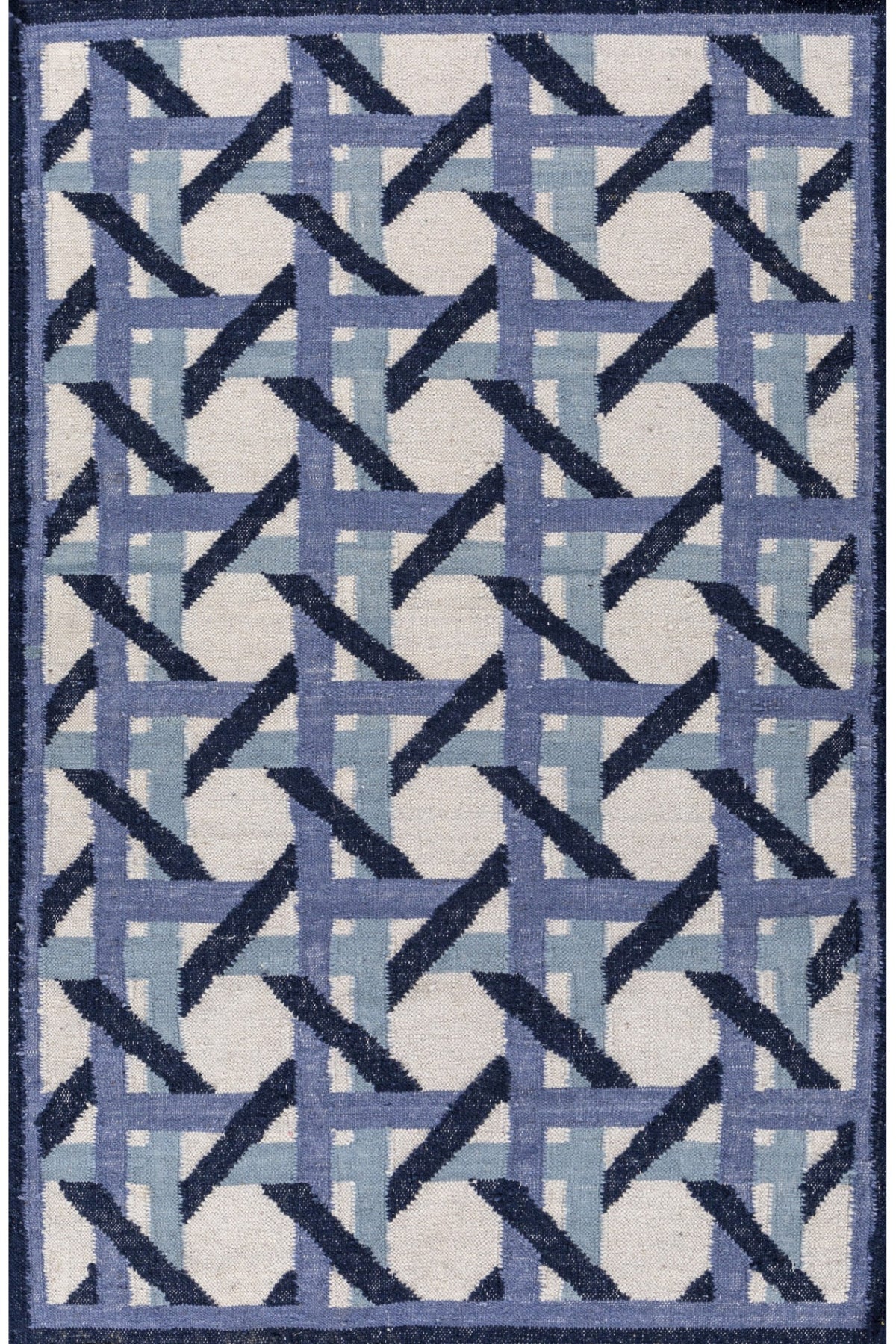 Jaipur Rugs Soft Trellis 5X8 Feet Rug| Medieval Blue & White Hand Knotted Dhurrie Carpet For Living Room