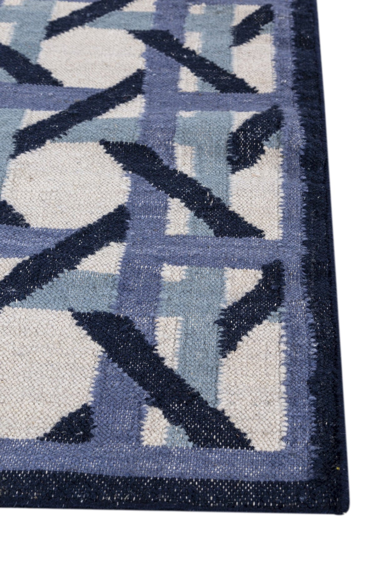 Jaipur Rugs Soft Trellis 6X9 Feet Rug| Medieval Blue & White Hand Knotted Dhurrie Carpet For Living Room
