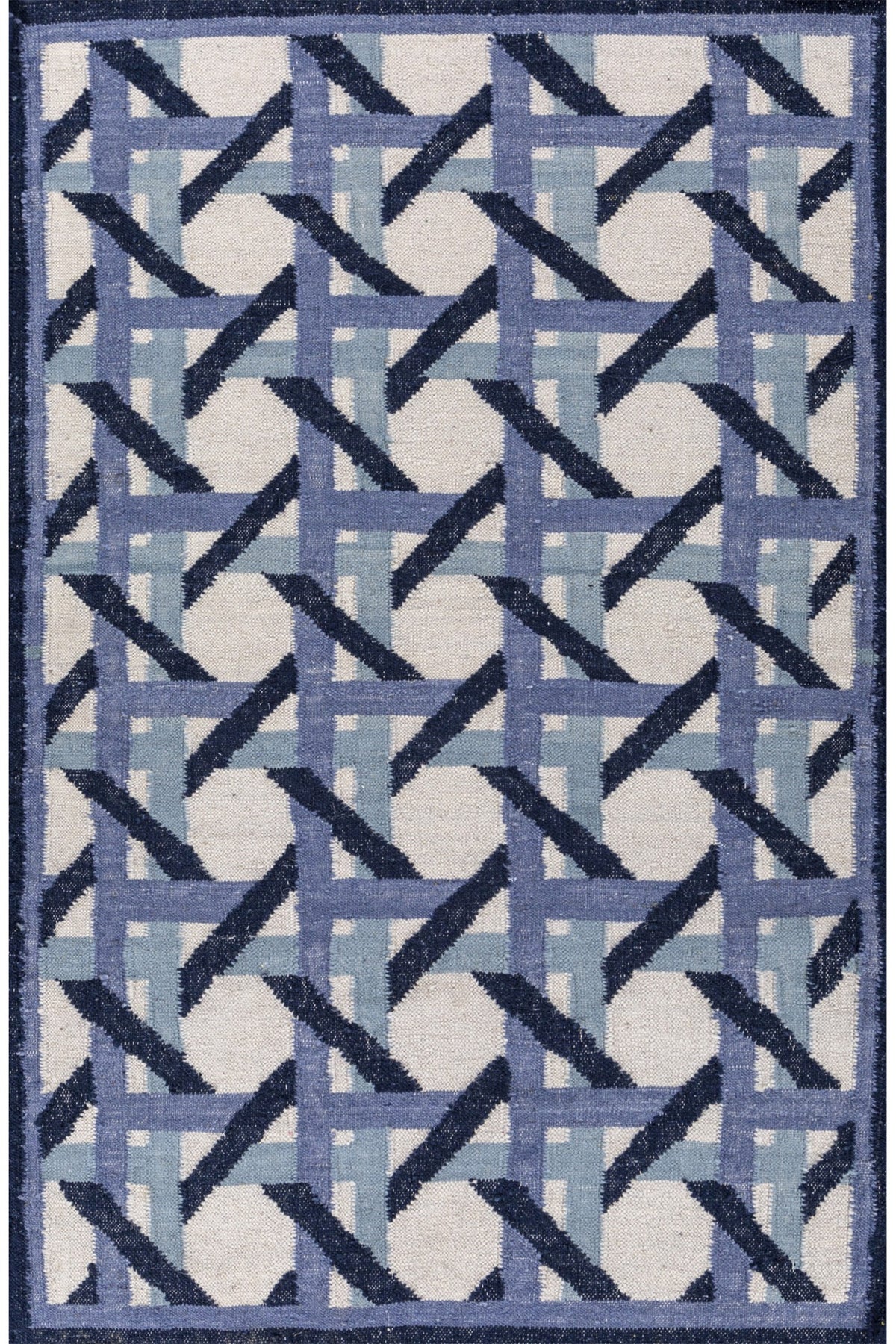 Jaipur Rugs Soft Trellis 6X9 Feet Rug| Medieval Blue & White Hand Knotted Dhurrie Carpet For Living Room