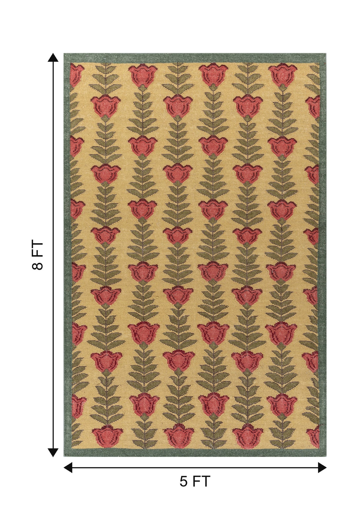 Jaipur Rugs Soft Ethnic Floral 5X8 Feet Rug| Nugget Gold & Walnut Hand Knotted Dhurrie Carpet For Living Room