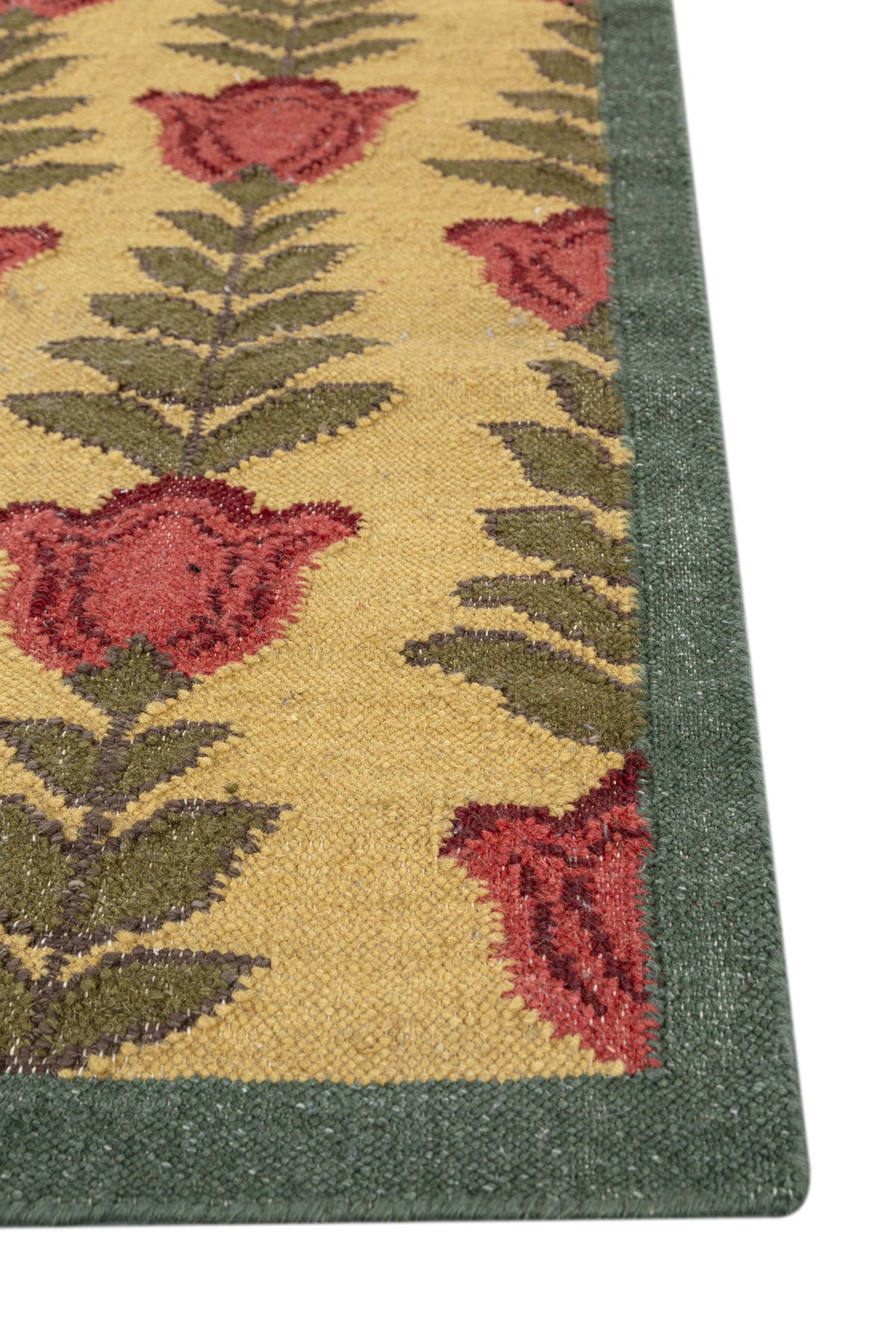 Jaipur Rugs Soft Ethnic Floral 6X9 Feet Rug| Nugget Gold & Walnut Hand Knotted Dhurrie Carpet For Living Room