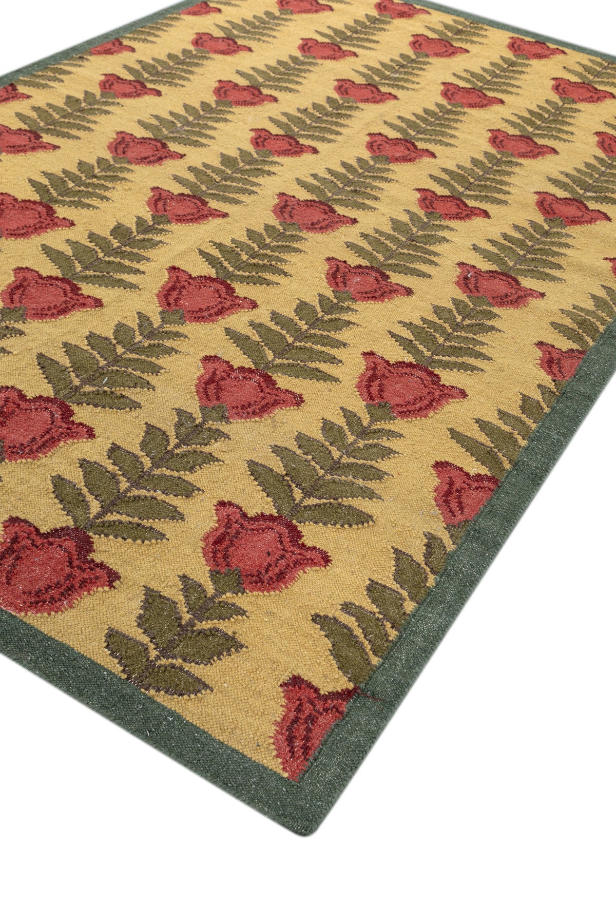 Jaipur Rugs Soft Ethnic Floral 6X9 Feet Rug| Nugget Gold & Walnut Hand Knotted Dhurrie Carpet For Living Room