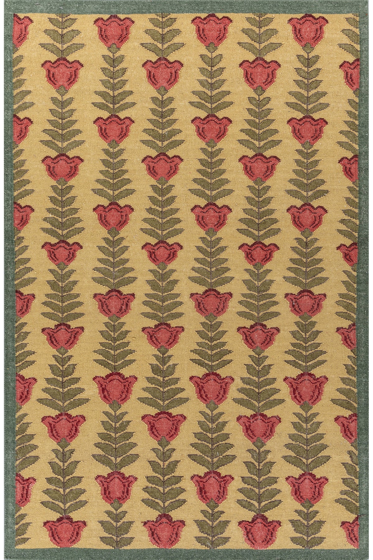 Jaipur Rugs Soft Ethnic Floral 6X9 Feet Rug| Nugget Gold & Walnut Hand Knotted Dhurrie Carpet For Living Room