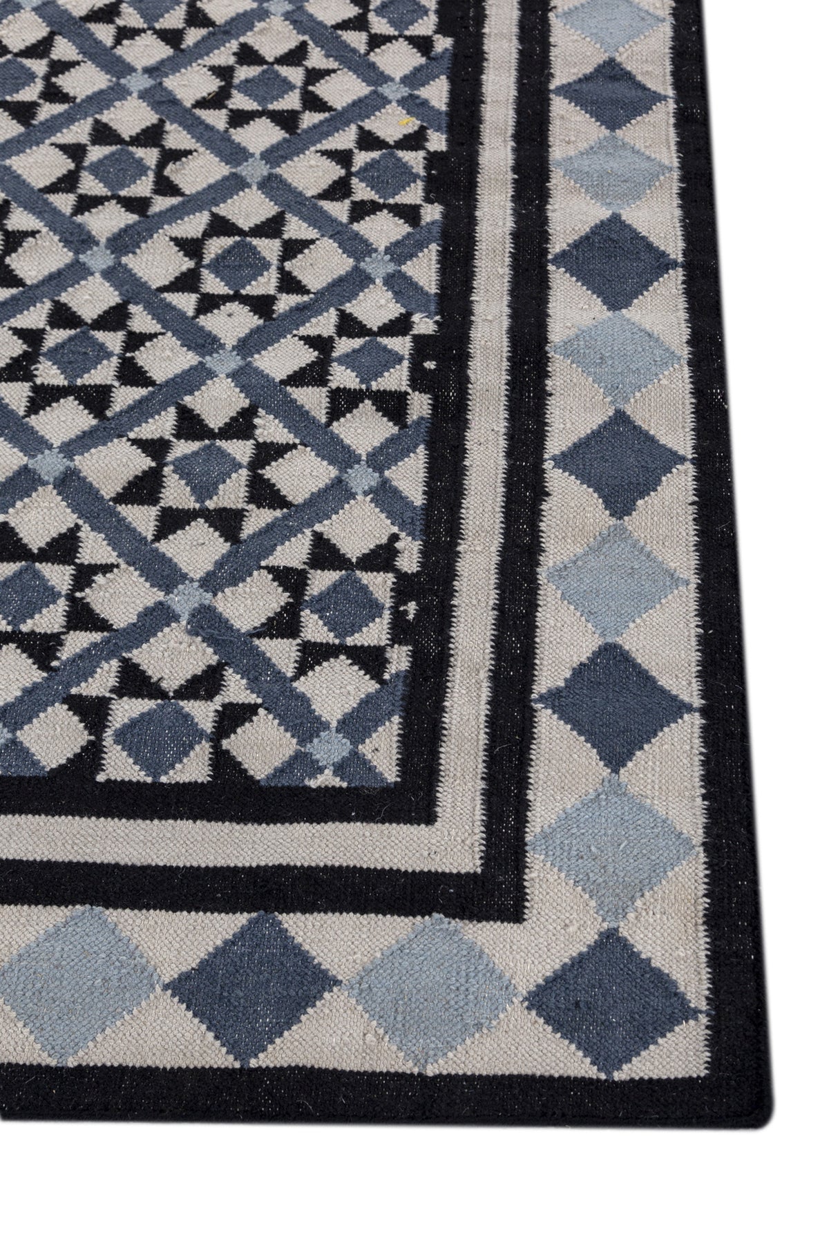 Jaipur Rugs Soft Trellis 4X6 Feet Rug| Antique White & Ebony Hand Knotted Dhurrie Carpet For Living Room