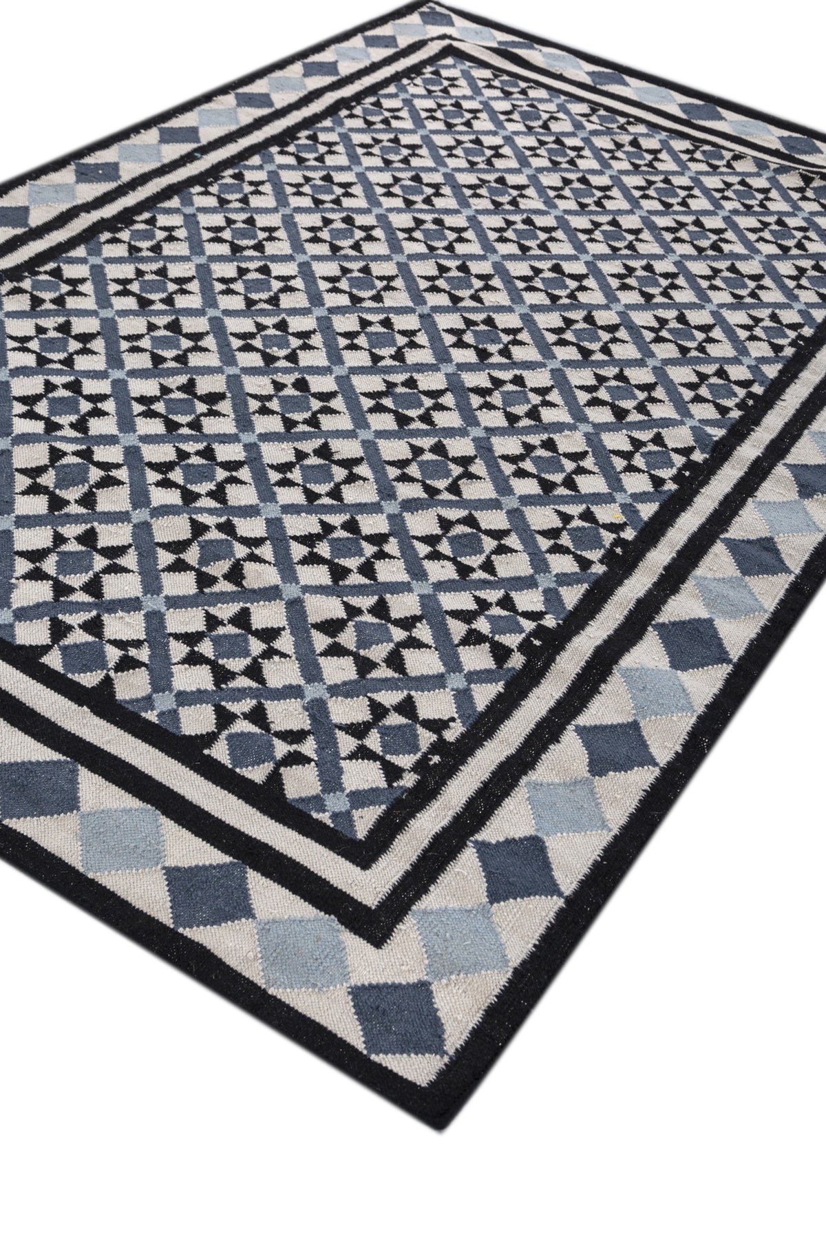 Jaipur Rugs Soft Trellis 4X6 Feet Rug| Antique White & Ebony Hand Knotted Dhurrie Carpet For Living Room