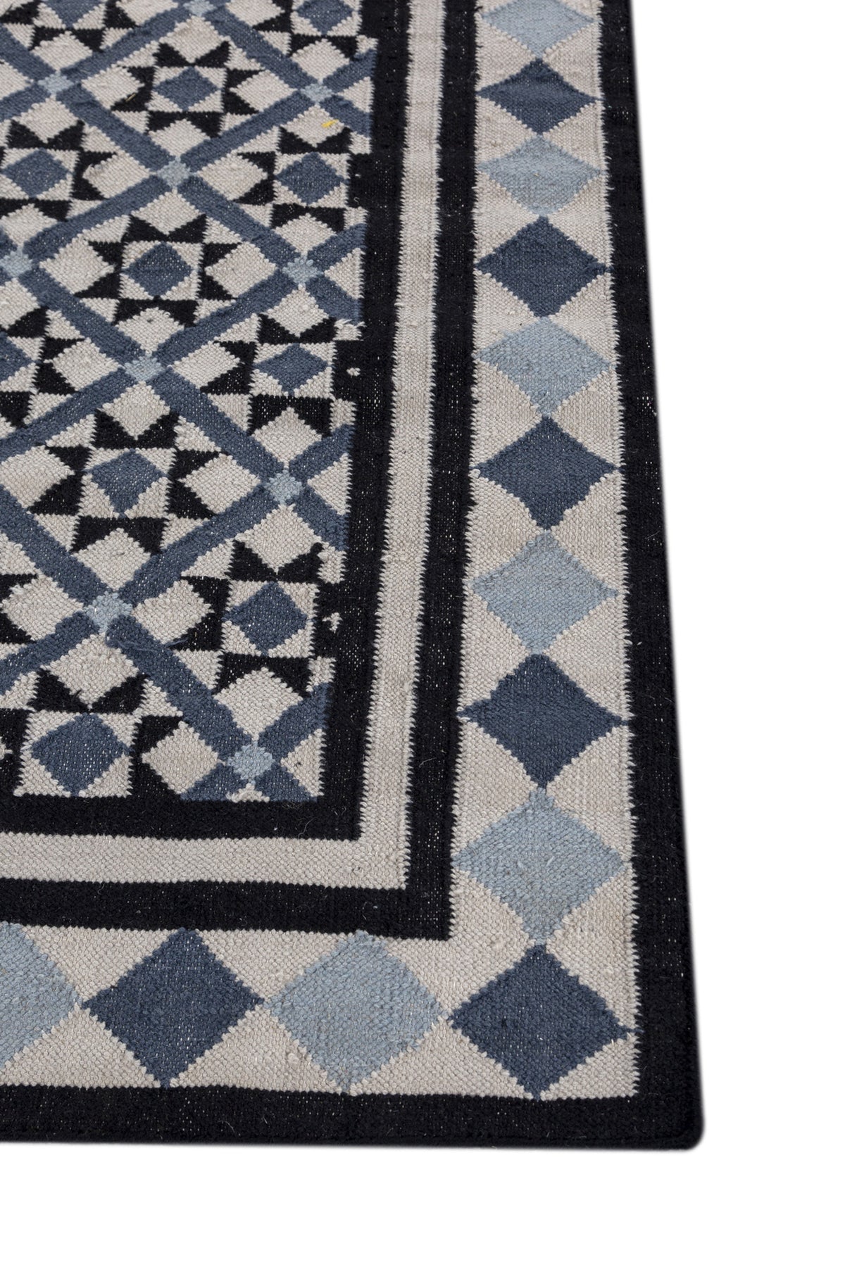Jaipur Rugs Soft Trellis 5X8 Feet Rug| Antique White & Ebony Hand Knotted Dhurrie Carpet For Living Room