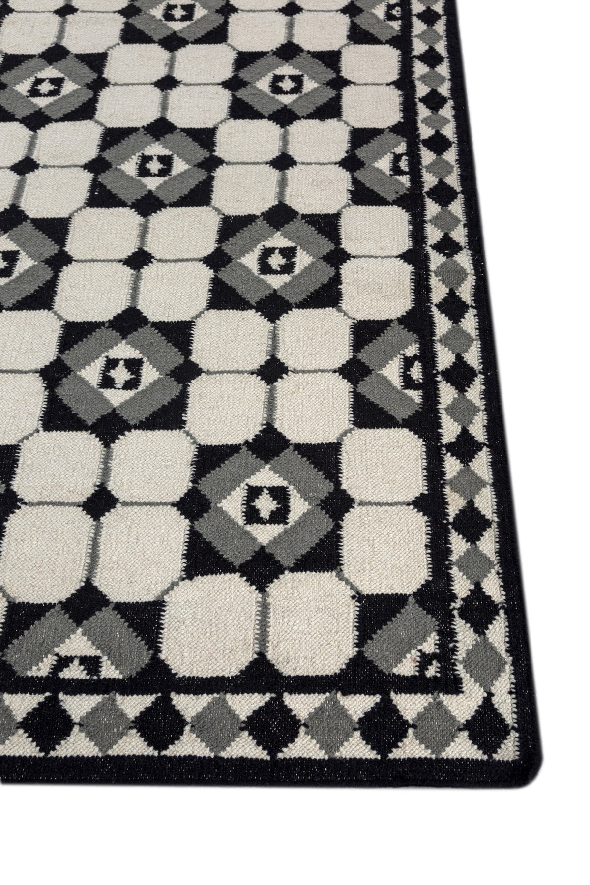 Jaipur Rugs Soft Geomatric 6X9 Feet Rug| Undyed White Hand Knotted Dhurrie Carpet For Living Room