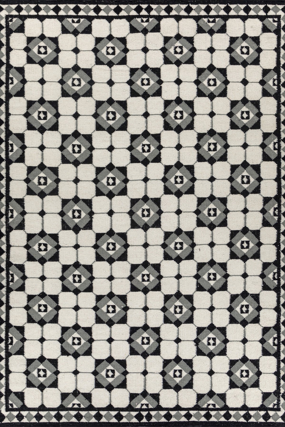 Jaipur Rugs Soft Geomatric 6X9 Feet Rug| Undyed White Hand Knotted Dhurrie Carpet For Living Room