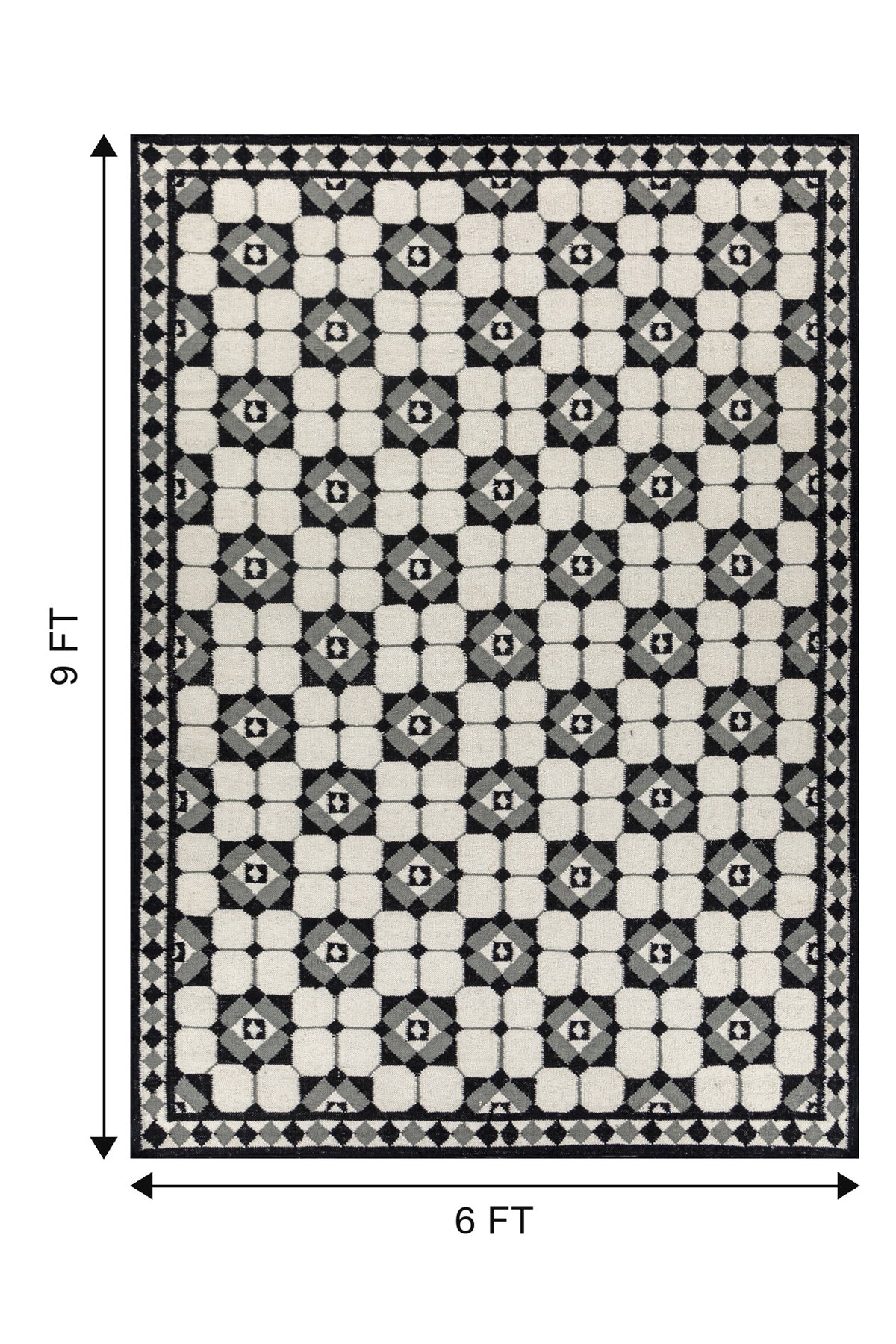 Jaipur Rugs Soft Geomatric 6X9 Feet Rug| Undyed White Hand Knotted Dhurrie Carpet For Living Room