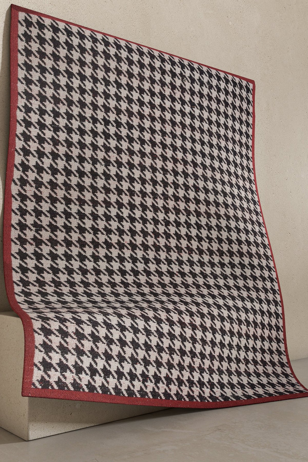 Jaipur Rugs Soft Houndstooth 6X9 Feet Rug| Ebony & Undyed White Hand Knotted Dhurrie Carpet For Living Room