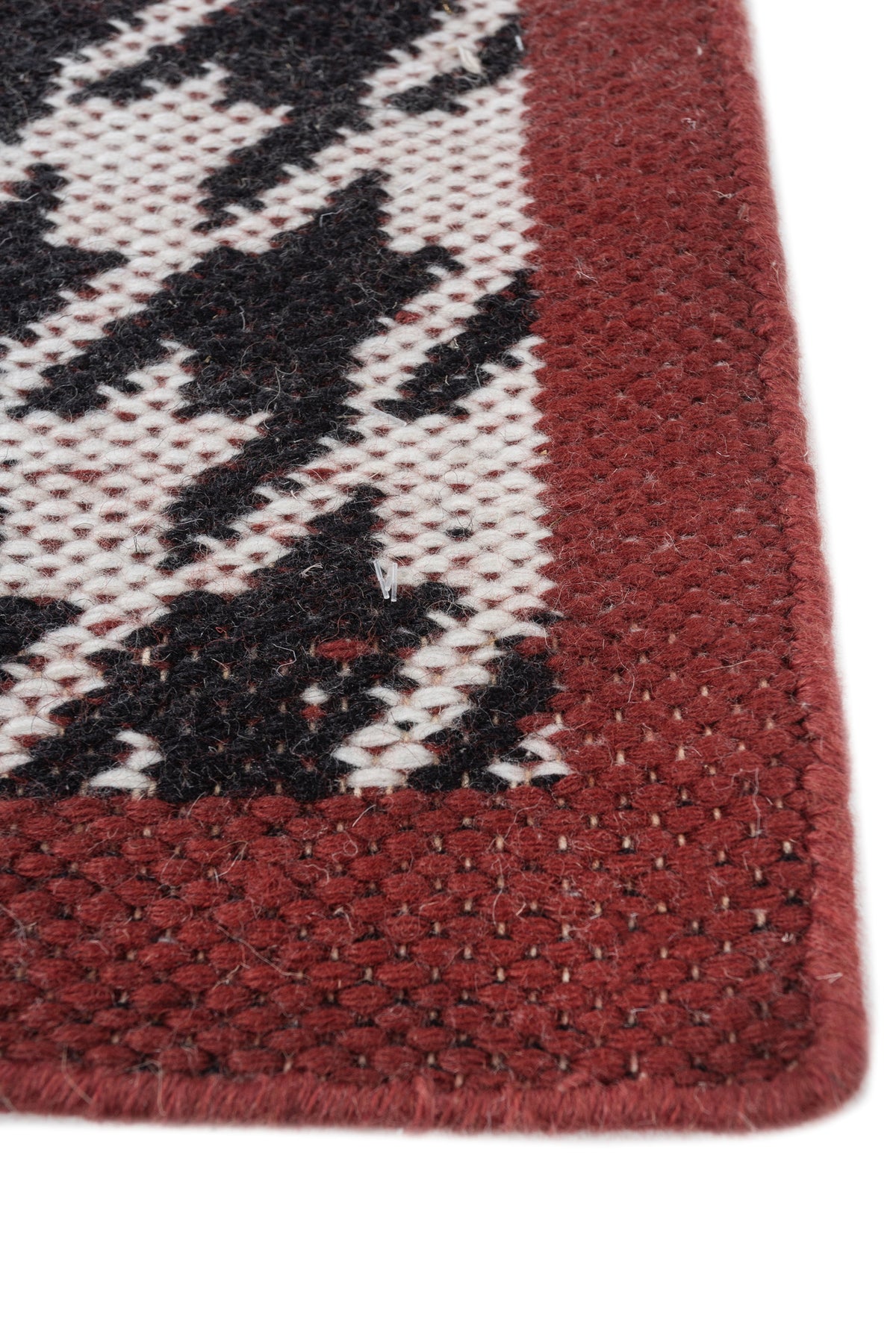 Jaipur Rugs Soft Houndstooth 6X9 Feet Rug| Ebony & Undyed White Hand Knotted Dhurrie Carpet For Living Room