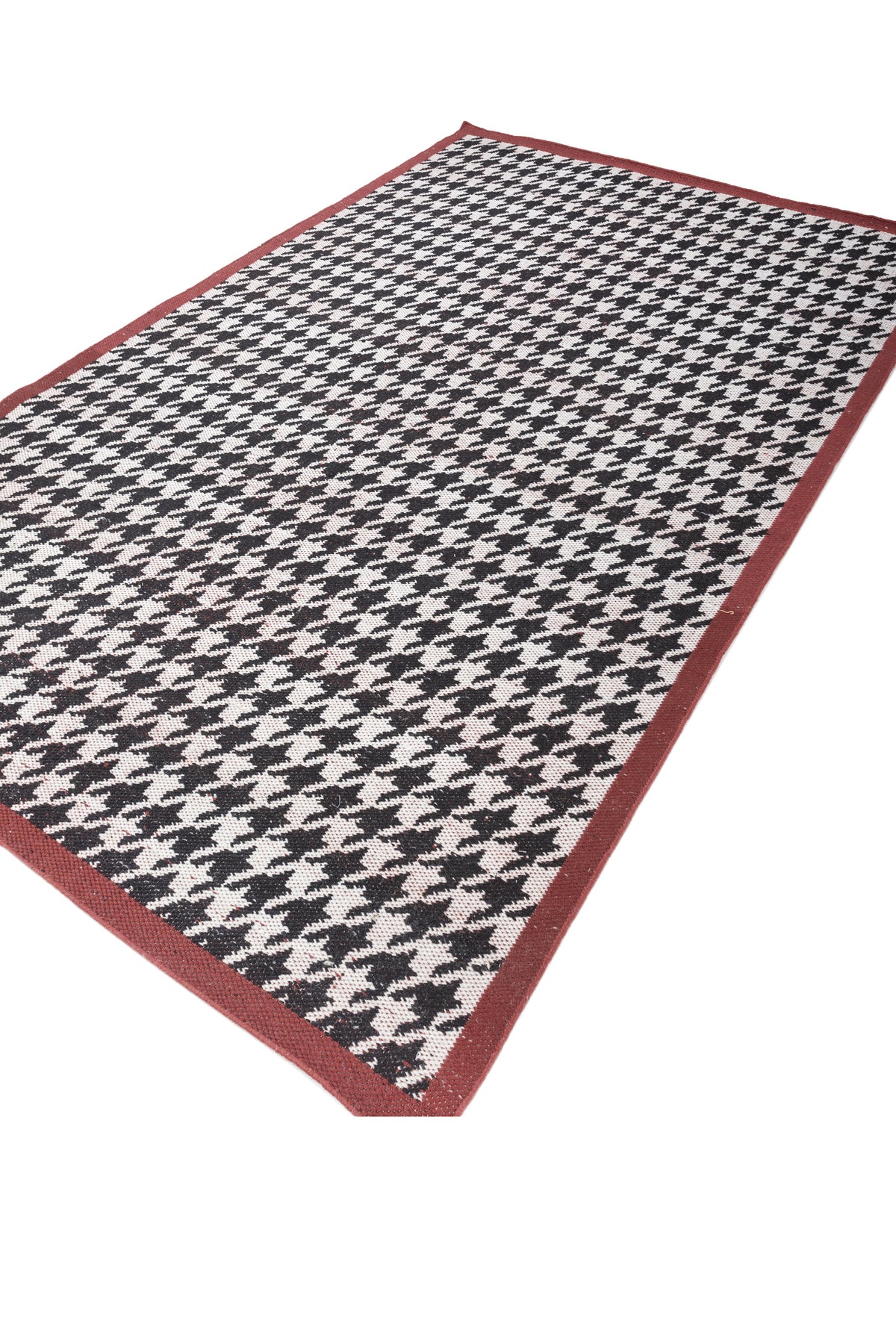 Jaipur Rugs Soft Houndstooth 6X9 Feet Rug| Ebony & Undyed White Hand Knotted Dhurrie Carpet For Living Room
